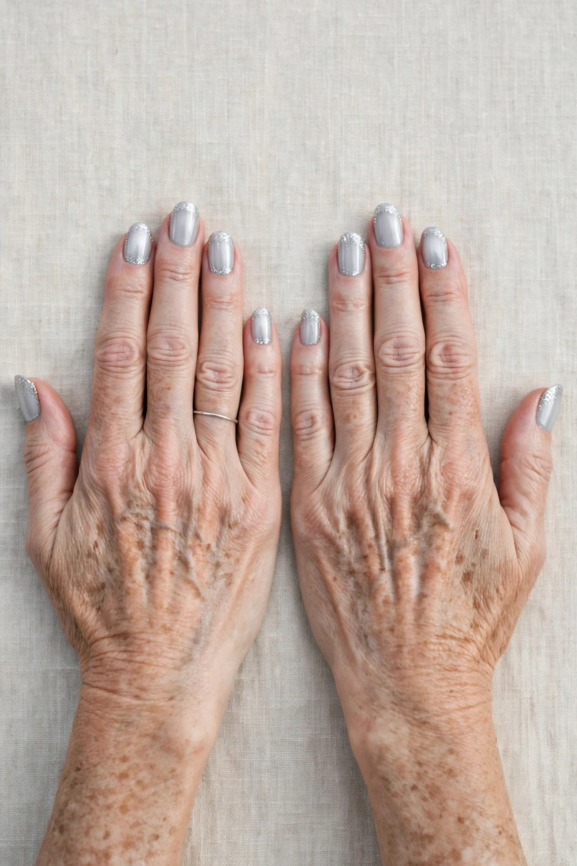 50 Icy Silver Frosted French Nails For Women Over 60 For New Year Celebrations That Are Chic, Warm and Elegant 35 Icy Silver Frosted French Nails with a glassy gel finish and glitter French tips