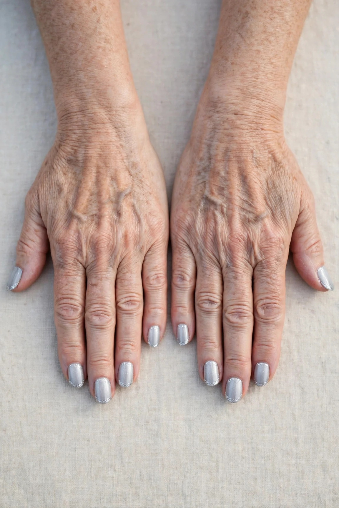 50 Icy Silver Frosted French Nails For Women Over 60 For New Year Celebrations That Are Chic, Warm and Elegant 37 Icy Silver Frosted French Nails with a deep glossy shine and glitter French tips