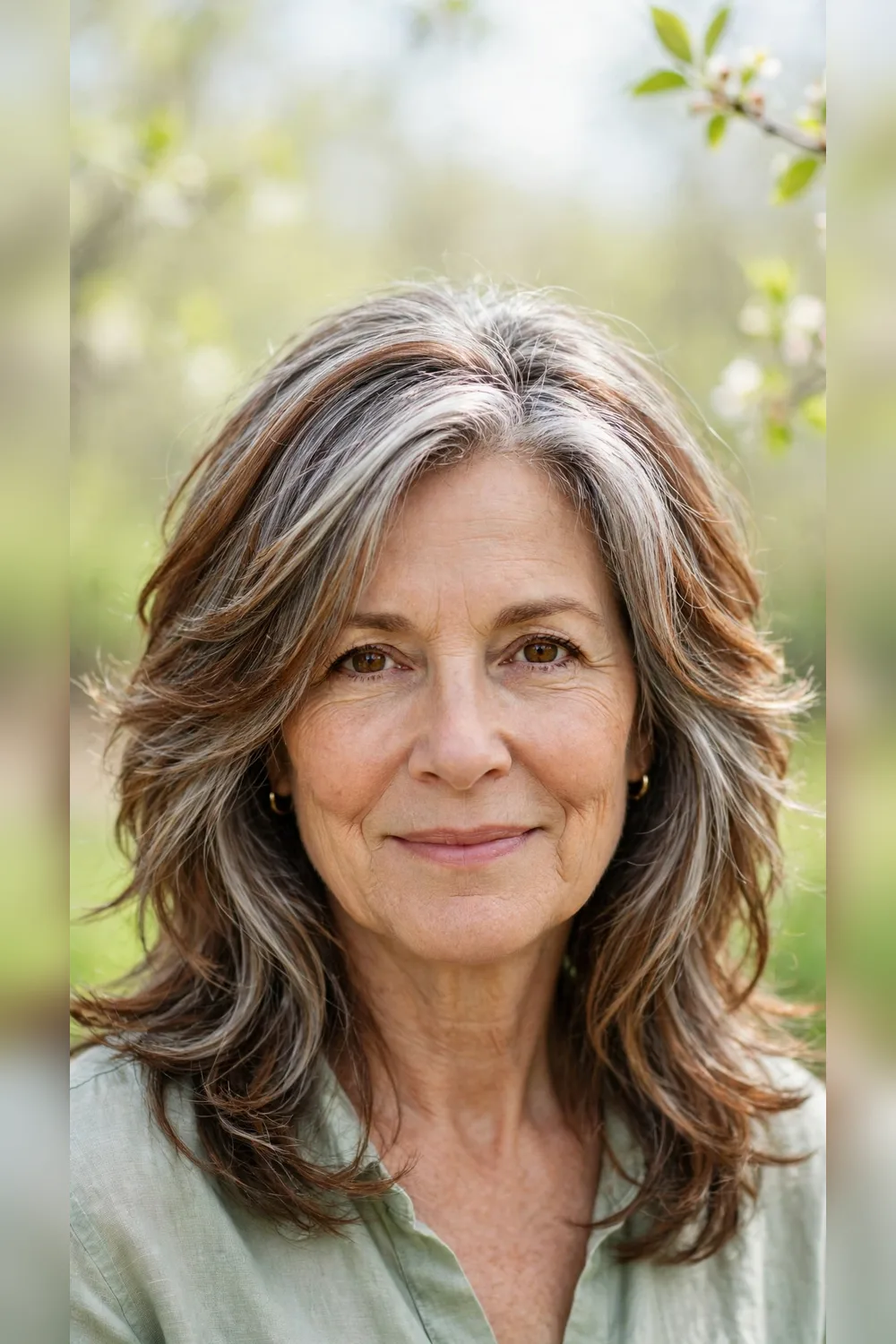 22 Layered Haircuts for Women Over 50 for Spring with Shoulder Length Movement That Feel Fresh, Flattering and Easy to Wear 2 Layered Haircuts With Natural Grey Shine