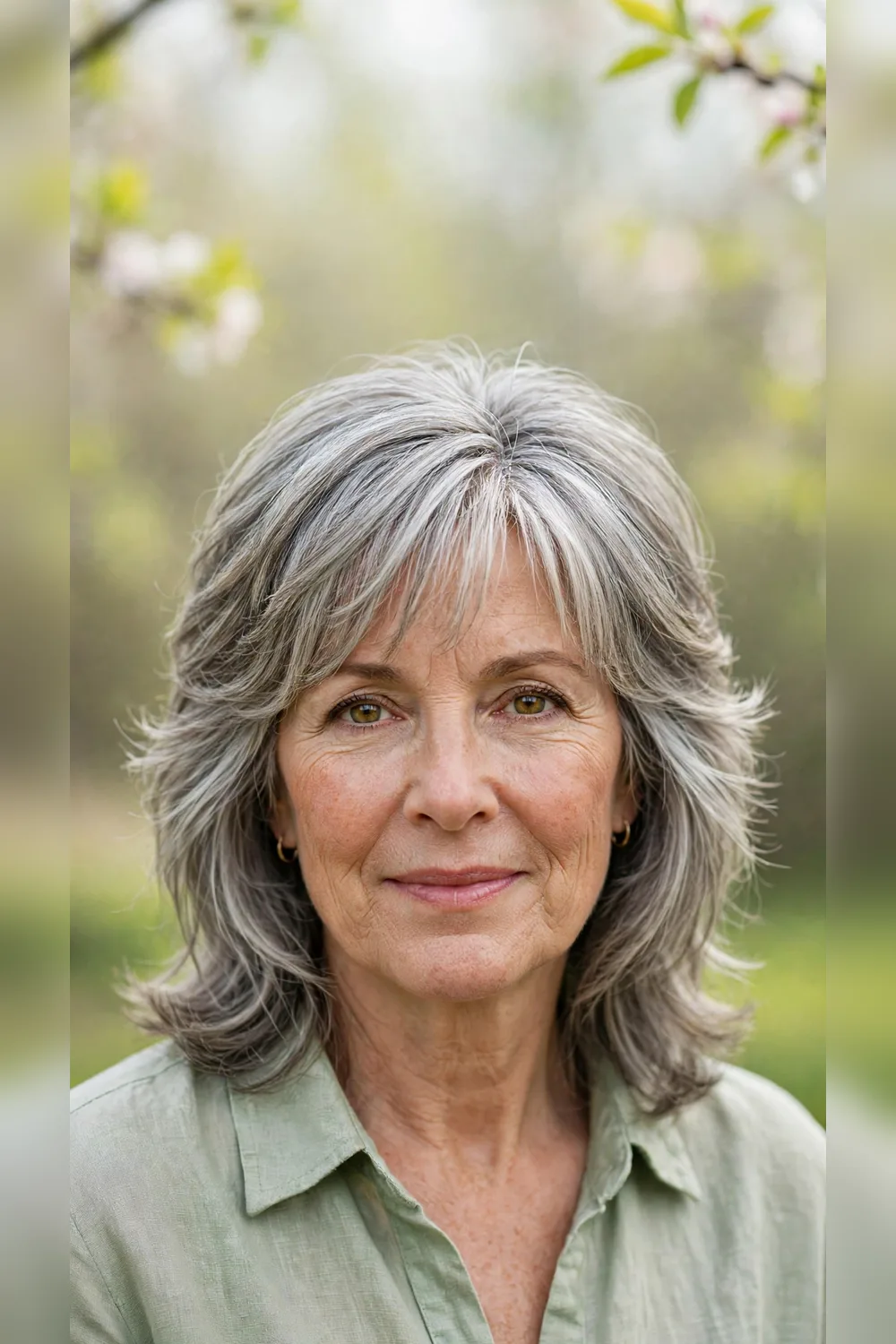 22 Layered Haircuts for Women Over 50 for Spring with Shoulder Length Movement That Feel Fresh, Flattering and Easy to Wear 14 Layered Haircuts With Soft Bangs