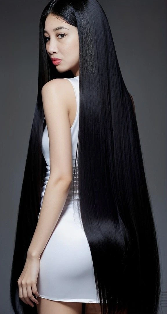 38 Long Glass Hair Hairstyles For Women In Their 30s With Straight Polished Lengths That Are Sleek, Shiny and Polished 16 Waist-Length Glass Hair With A Centre Part