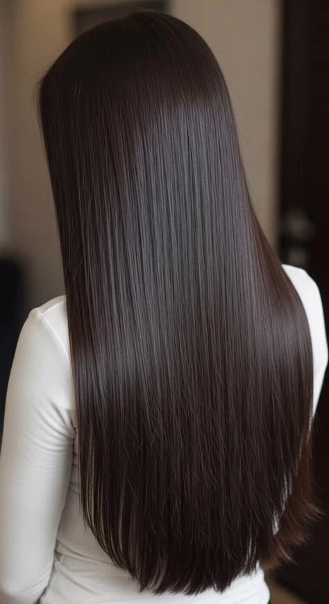 38 Long Glass Hair Hairstyles For Women In Their 30s With Straight Polished Lengths That Are Sleek, Shiny and Polished 19 Waist-Length Glass Hair With Feathered Ends