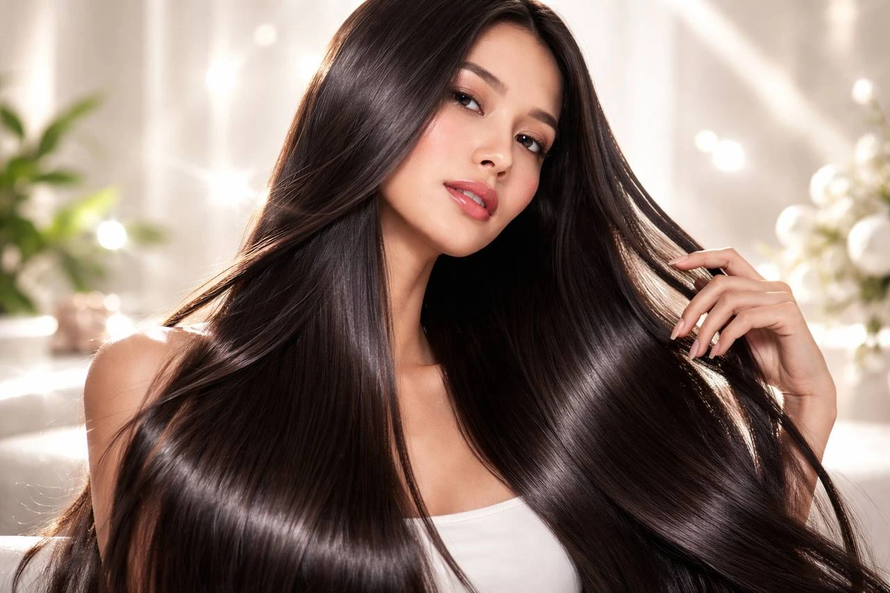 38 Long Glass Hair Hairstyles For Women In Their 30s With Straight Polished Lengths That Are Sleek, Shiny and Polished 32 Liquid Long Hair With Blunt Ends