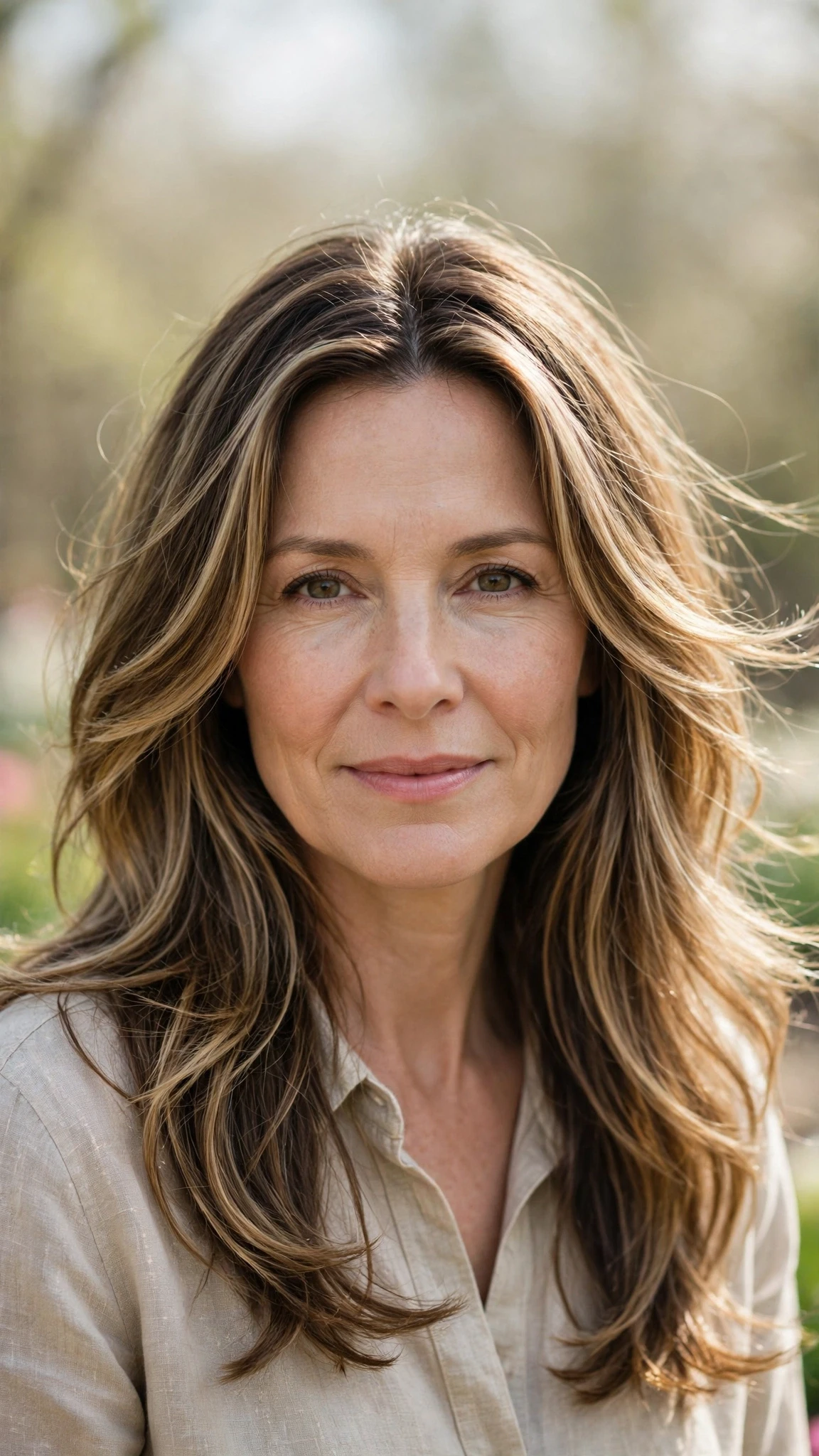 Long Layered Hairstyles For Spring With A Centre Part With Delicate Natural Movement, Long Soft Layers And Soft Golden Pieces