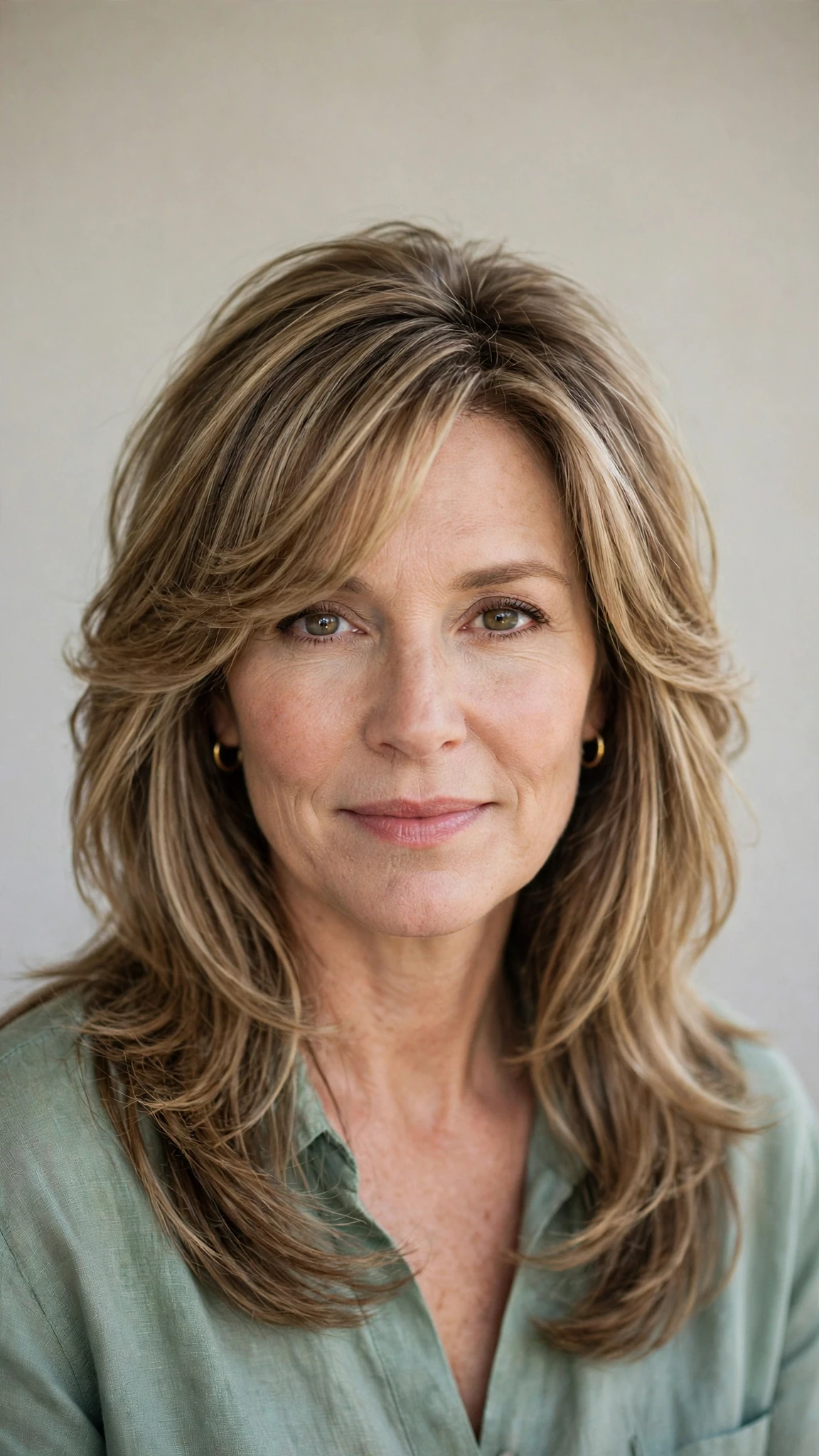 Long Layered Hairstyles For Spring With Face Framing Pieces With Bouncy Volume At The Roots, A Soft Side-Swept Fringe And A Fresh Salon Shine