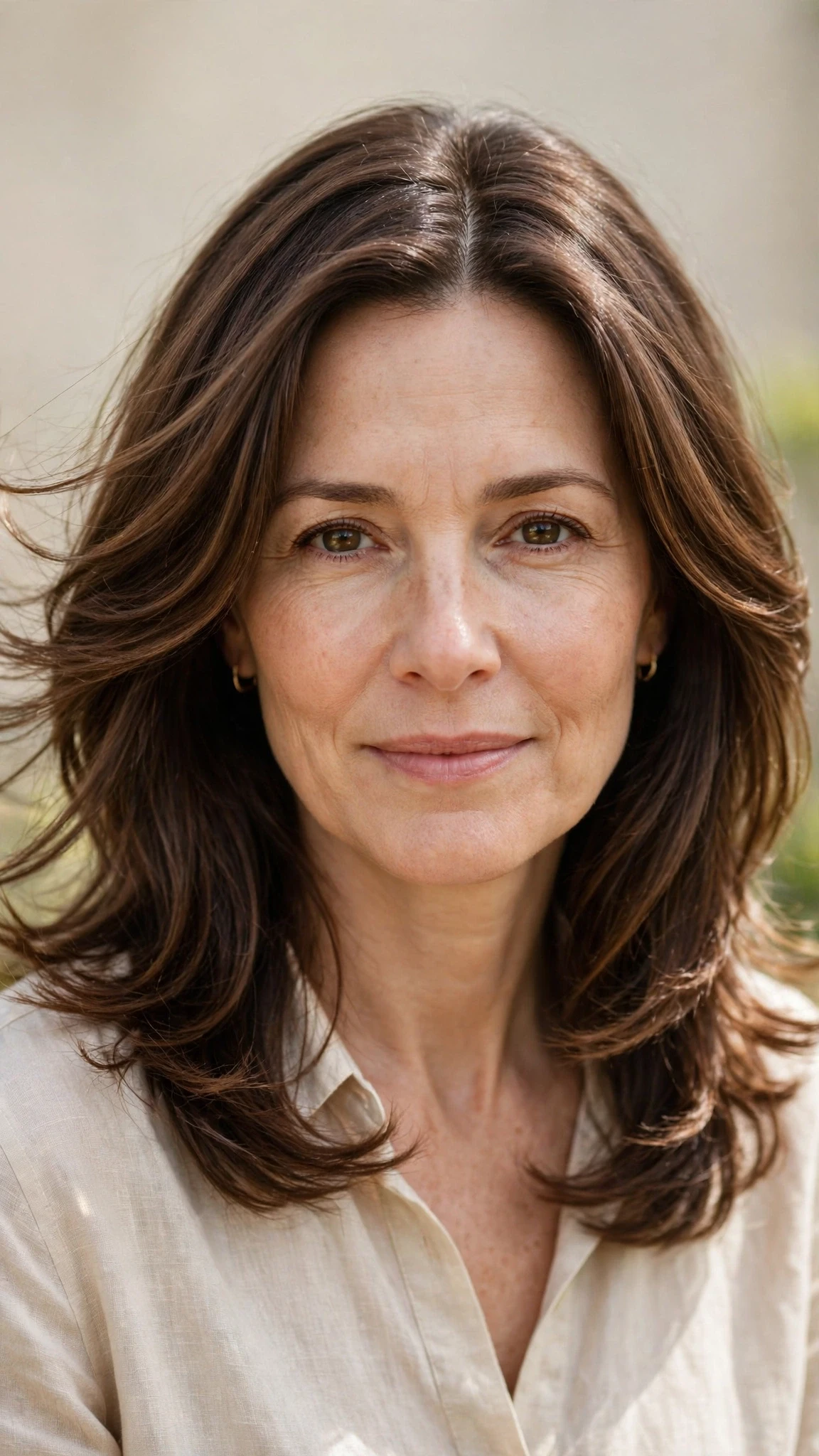 Long Layered Hairstyles For Spring With Face Framing Pieces With Delicate Natural Movement, A Centre Part With Soft Layers And A Glossy Shine Finish