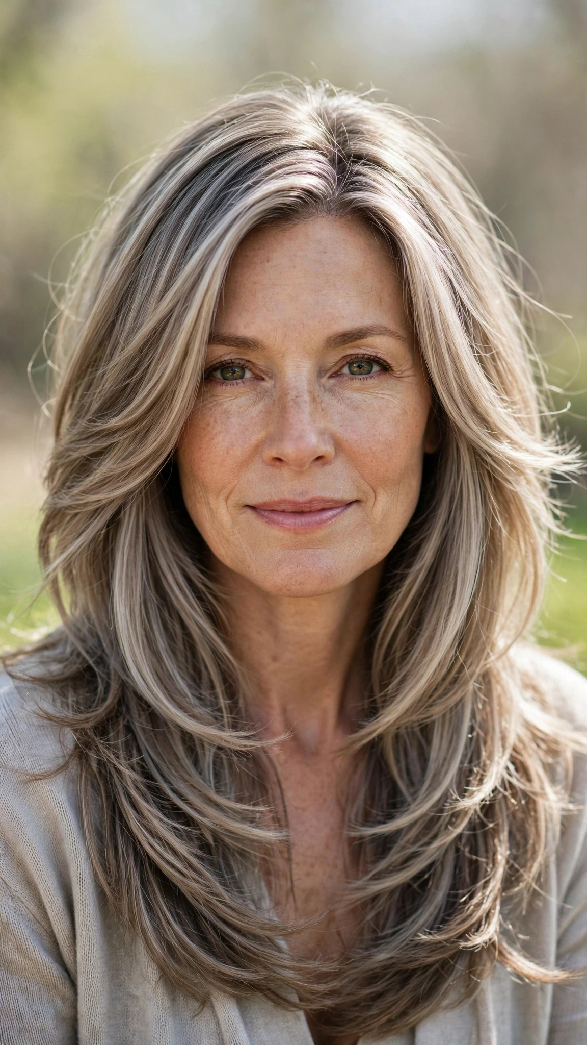 Long Layered Spring Hairstyles With Highlights And Shine With Delicate Natural Movement, Subtle Internal Layers And Cool Ash Softness