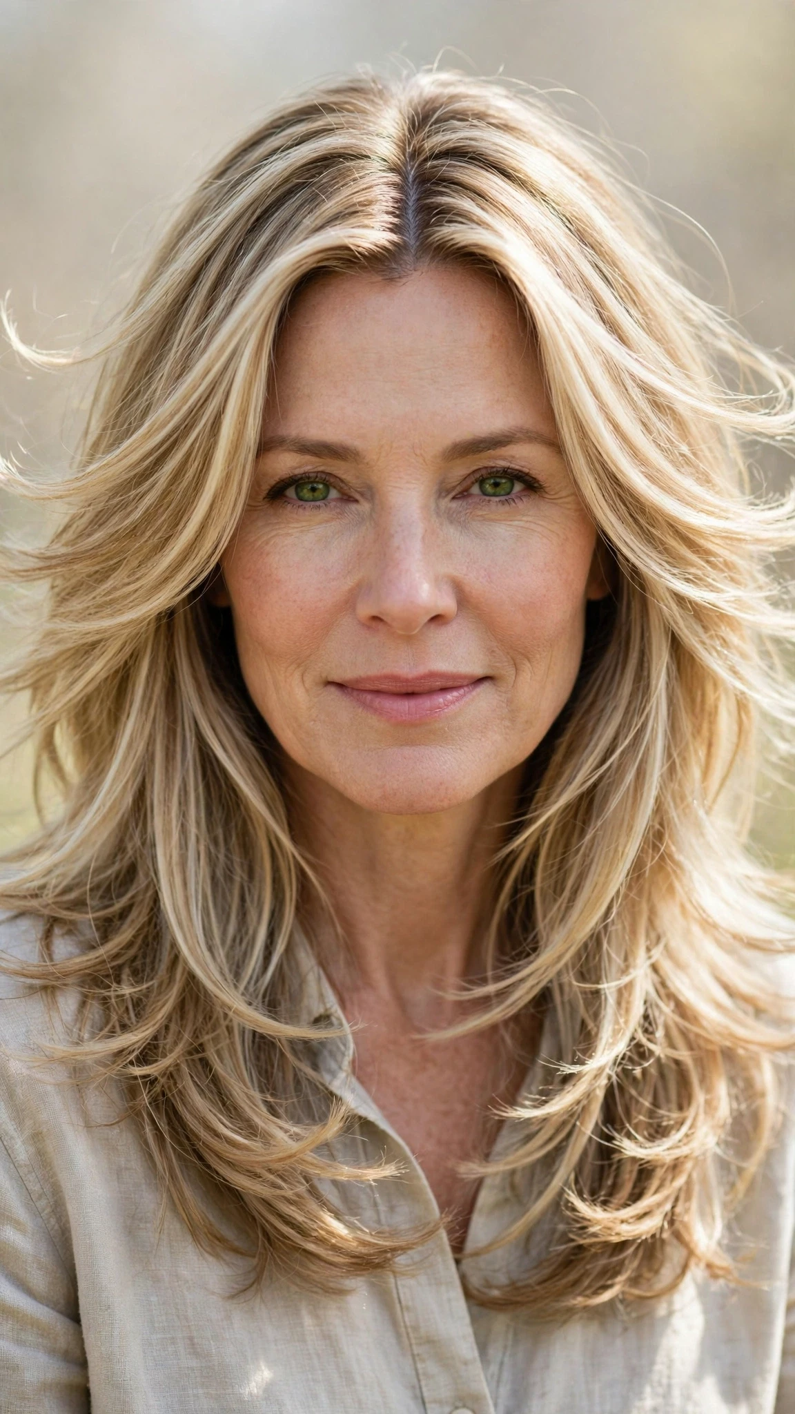 Long Layered Spring Hairstyles With Highlights And Shine With Airy Feathered Movement, A Centre Part With Soft Layers And Delicate Blonde Dimension