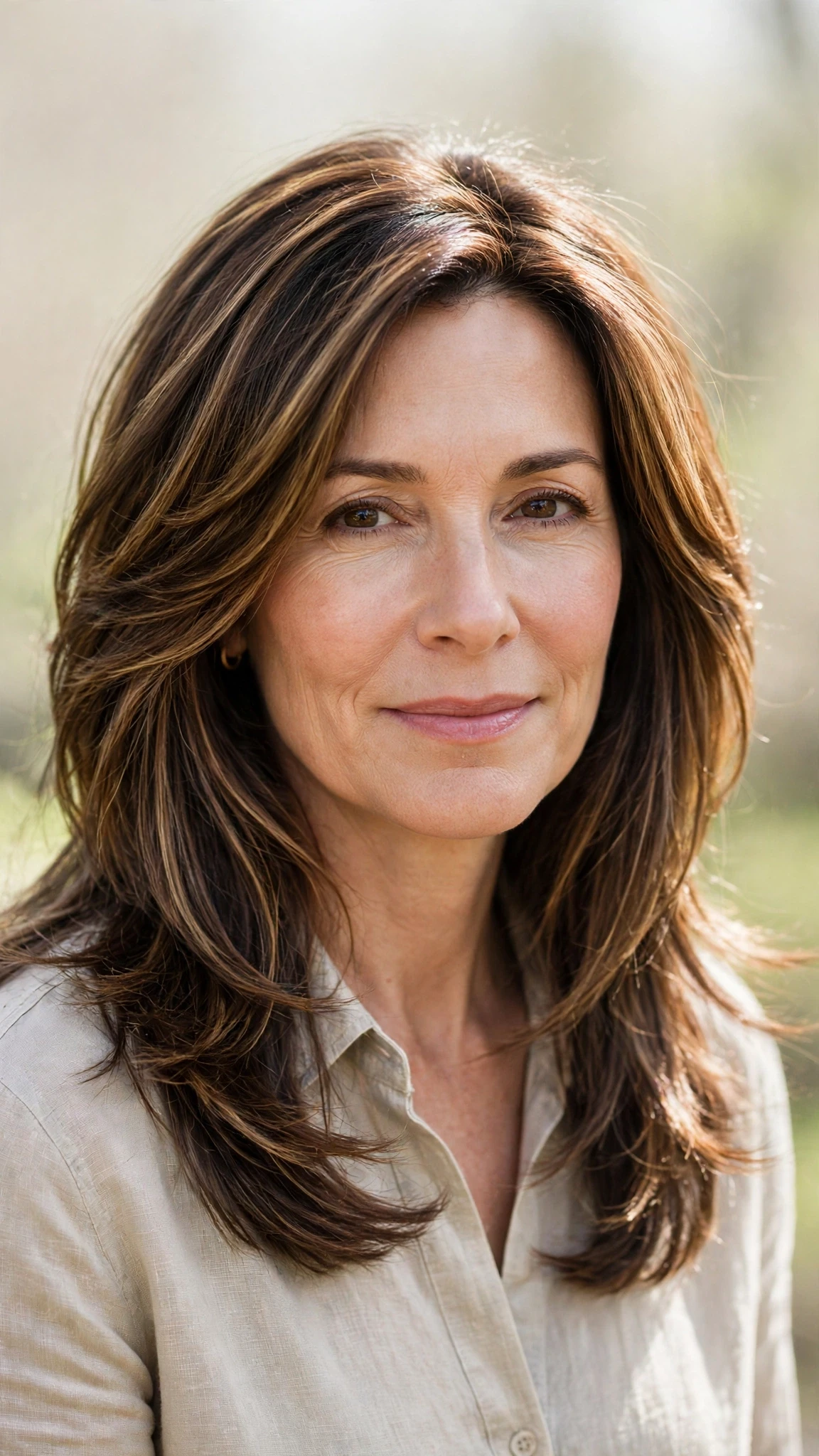 Long Layered Spring Hairstyles With Highlights And Shine With Airy Feathered Movement, Blunt Ends With Soft Layers And Natural Brunette Depth