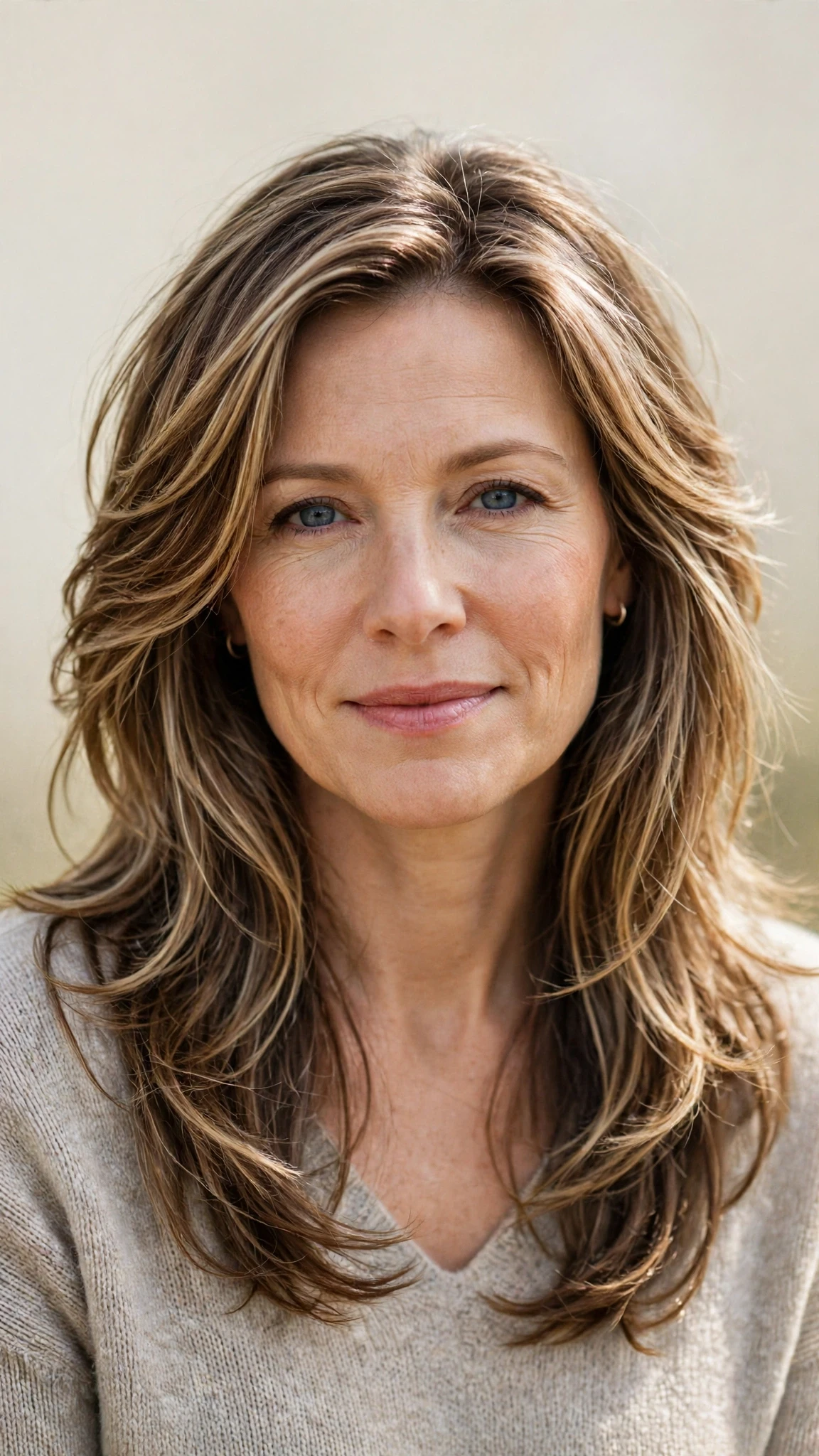 Long Layered Spring Hairstyles With Highlights And Shine With Gentle Tousled Texture, Graduated Layers And A Glossy Shine Finish