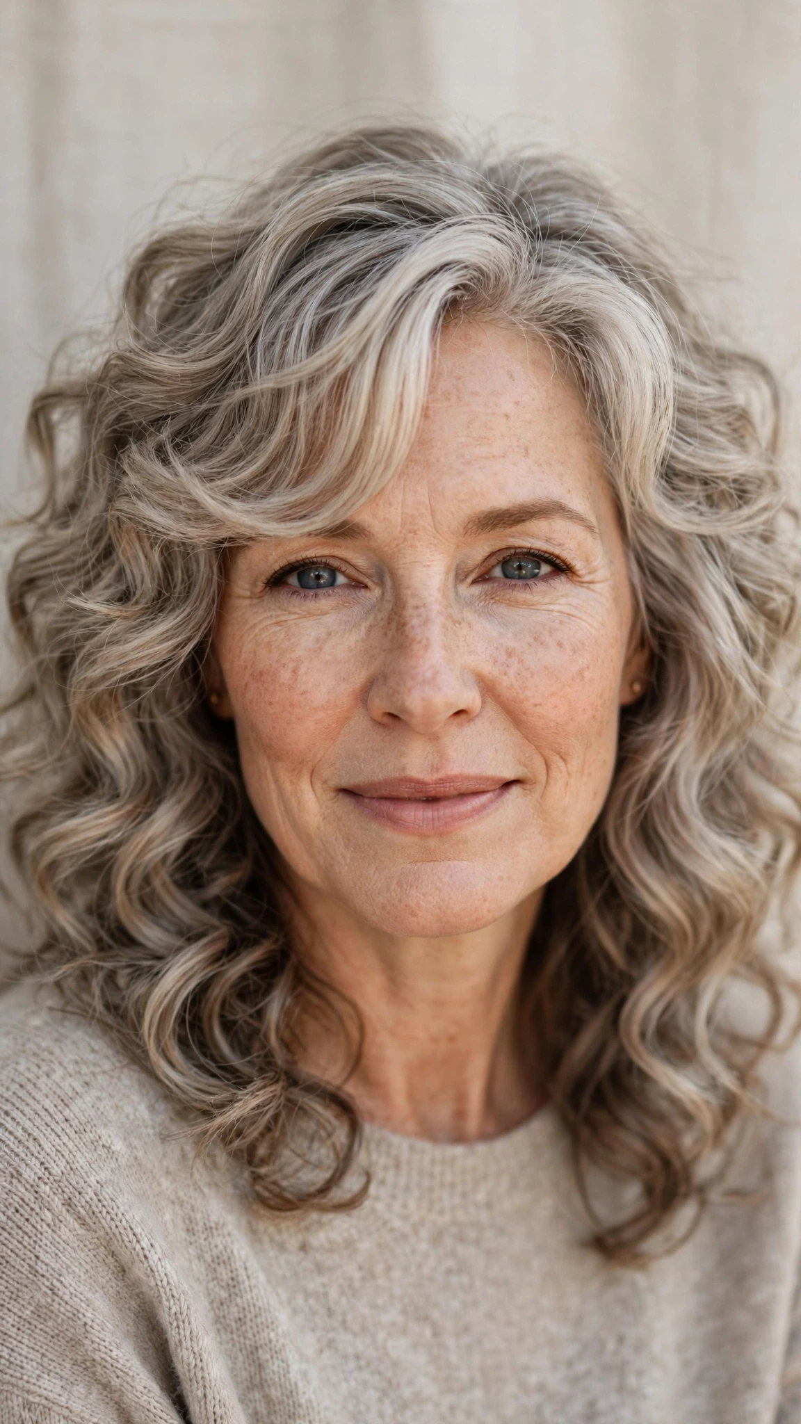 Long Layered Spring Hairstyles With Soft Movement With Loose Romantic Curls, A Soft Side-Swept Fringe And Cool Ash Softness