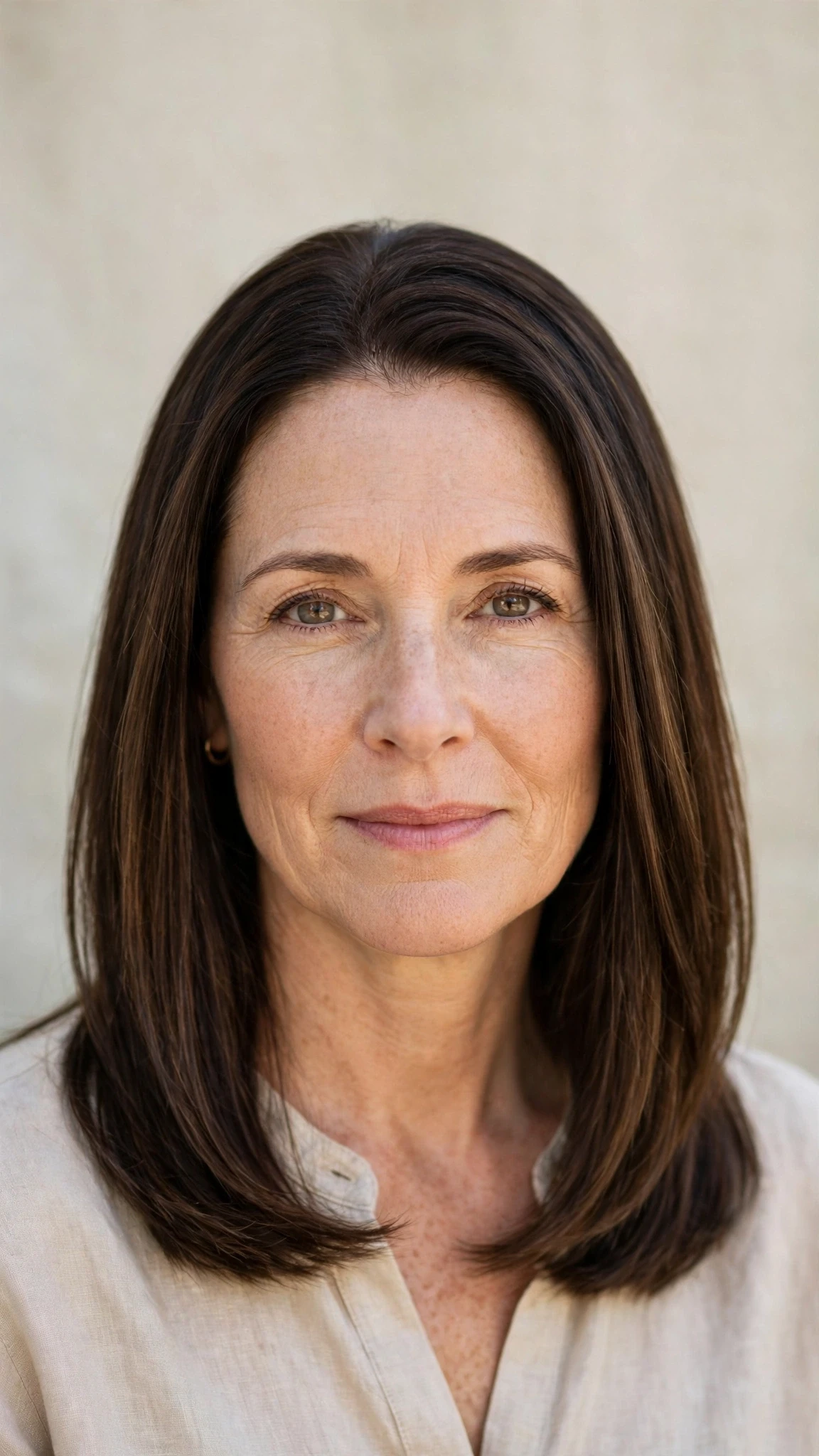Long Layered Spring Hairstyles With Soft Movement With A Sleek Straight Finish, Subtle Internal Layers And Natural Brunette Depth