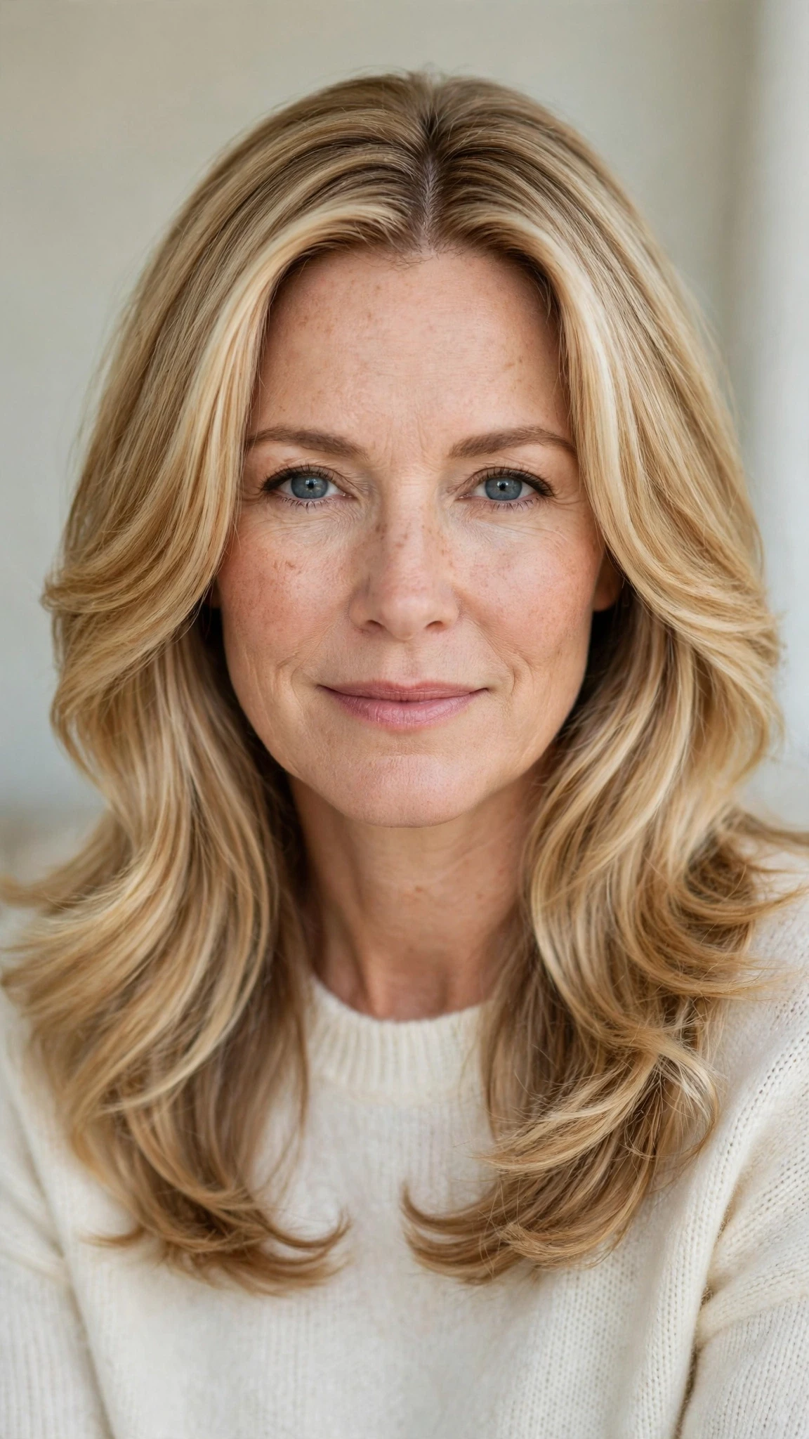 Long Layered Spring Hairstyles With Wavy Ends With A Polished Blowout, A Centre Part With Soft Layers And Honey Blonde Shine