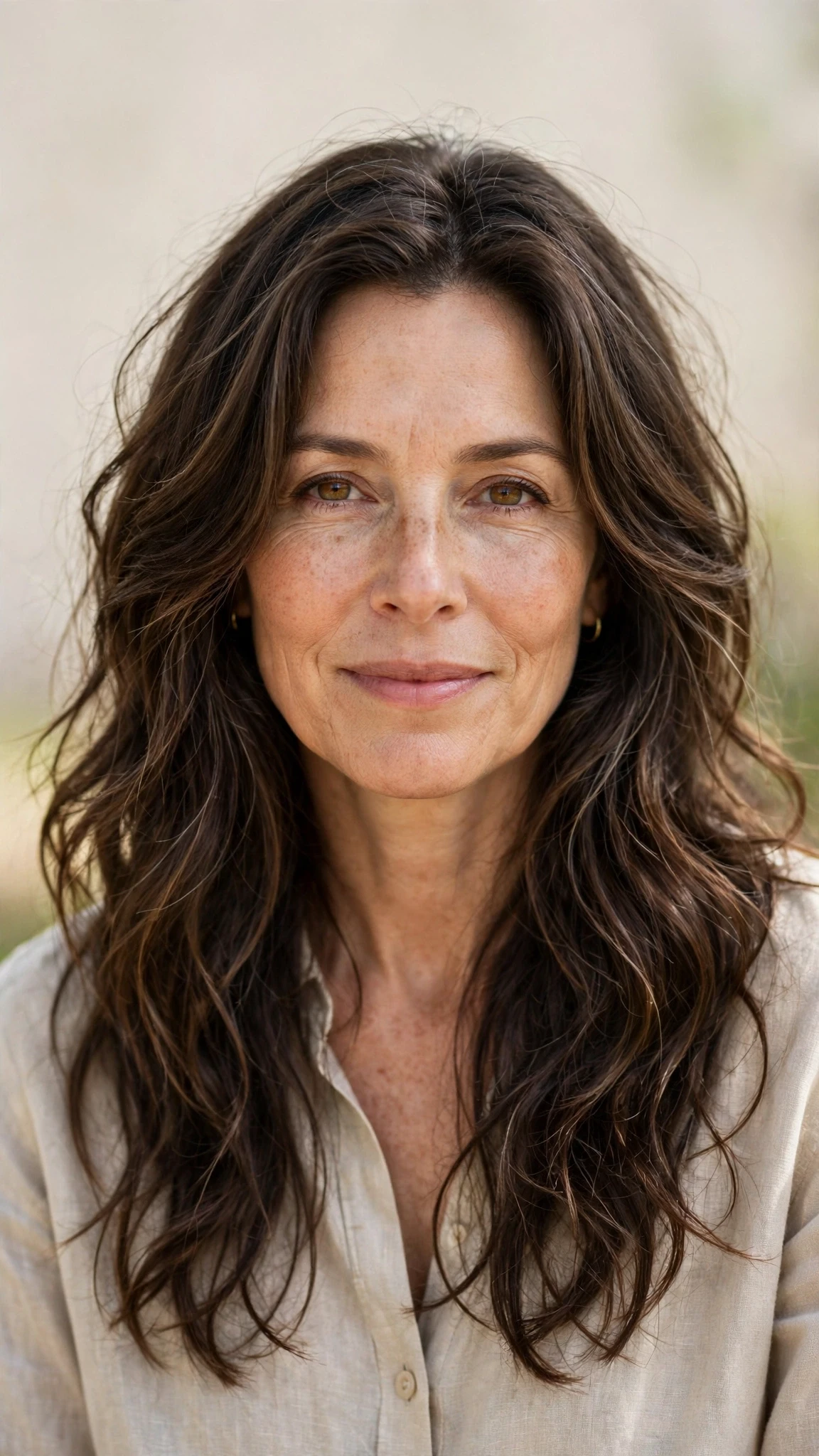 Long Layered Spring Hairstyles With Wavy Ends With A Relaxed Lived-In Wave, Wispy Pieces Around The Face And Natural Brunette Depth
