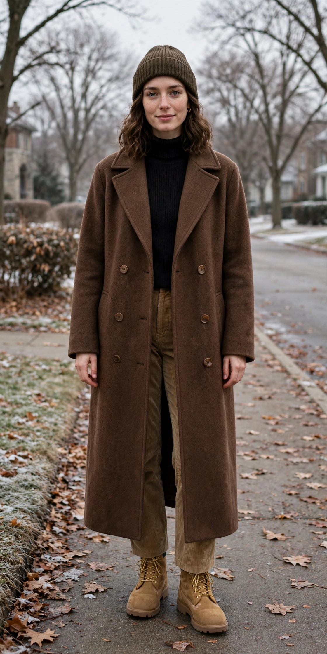 28 Long Wool Coat Outfits With Boots for Cold Walks That Are Chic, Warm and Elegant 10 Long Brown Wool Coat With Tan Boots and Corduroy Trousers