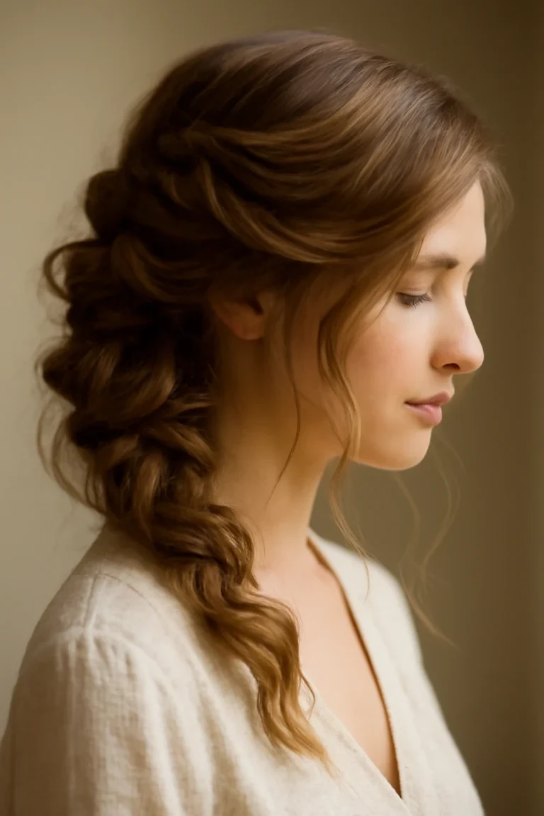 Soft Face-Framing Braid With Candlelit Softness