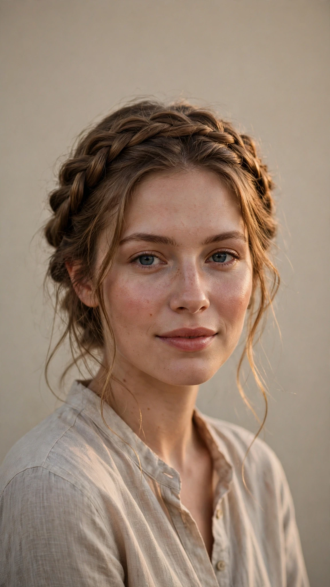 Loose Crown Braid With A Glossy Shine
