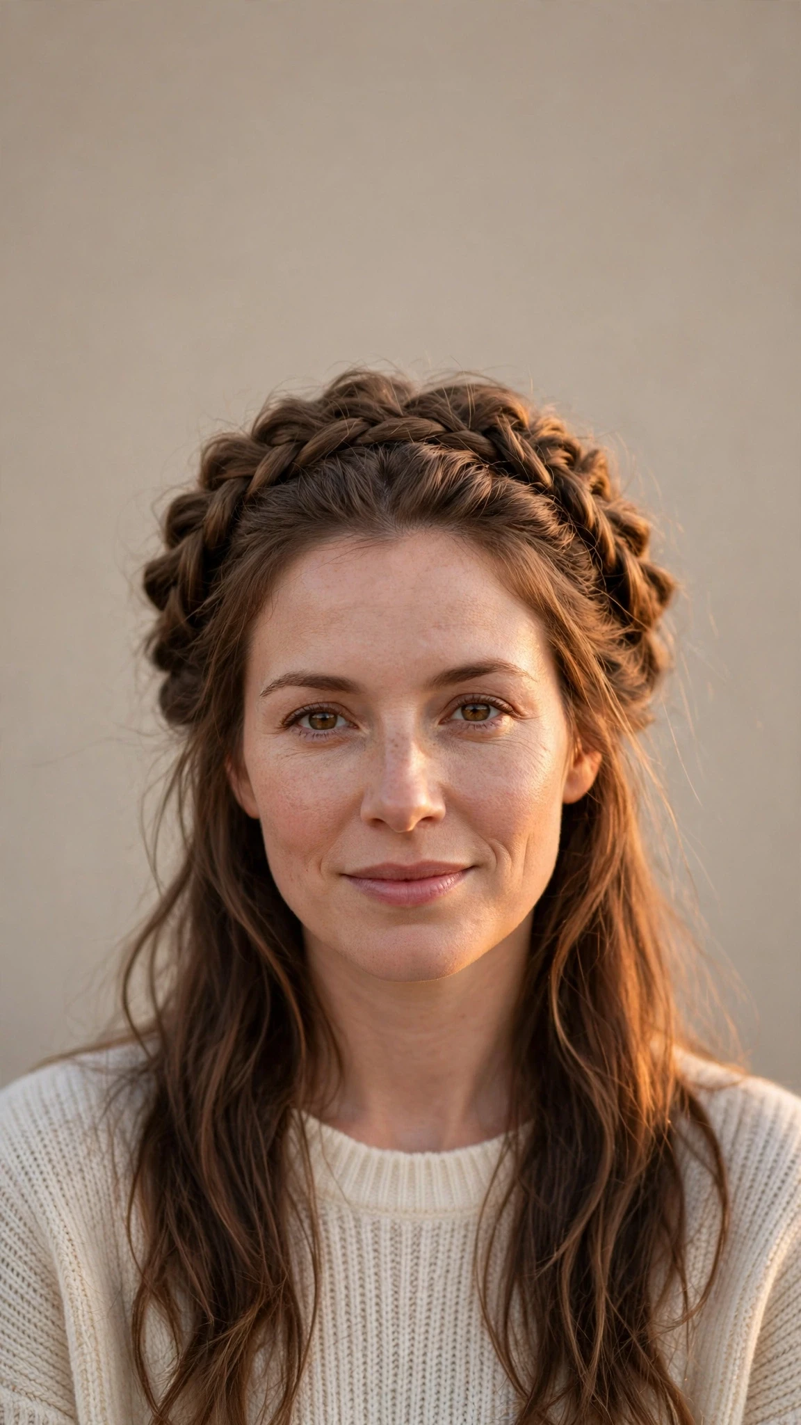 Gentle Crown Braid With Pulled-Out Volume