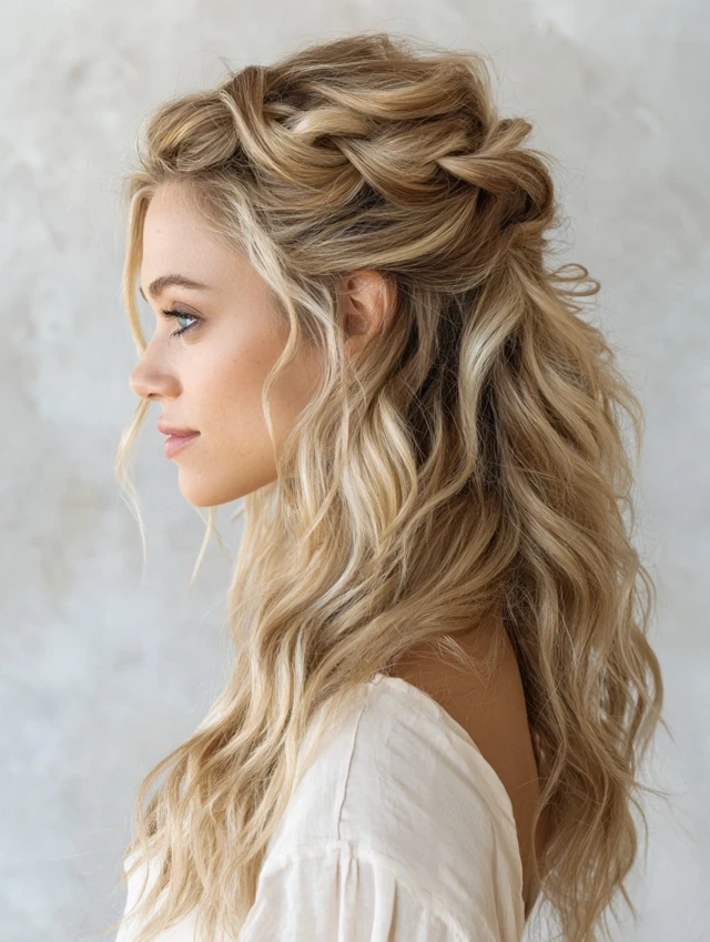Loose Side Braid With Wavy Texture