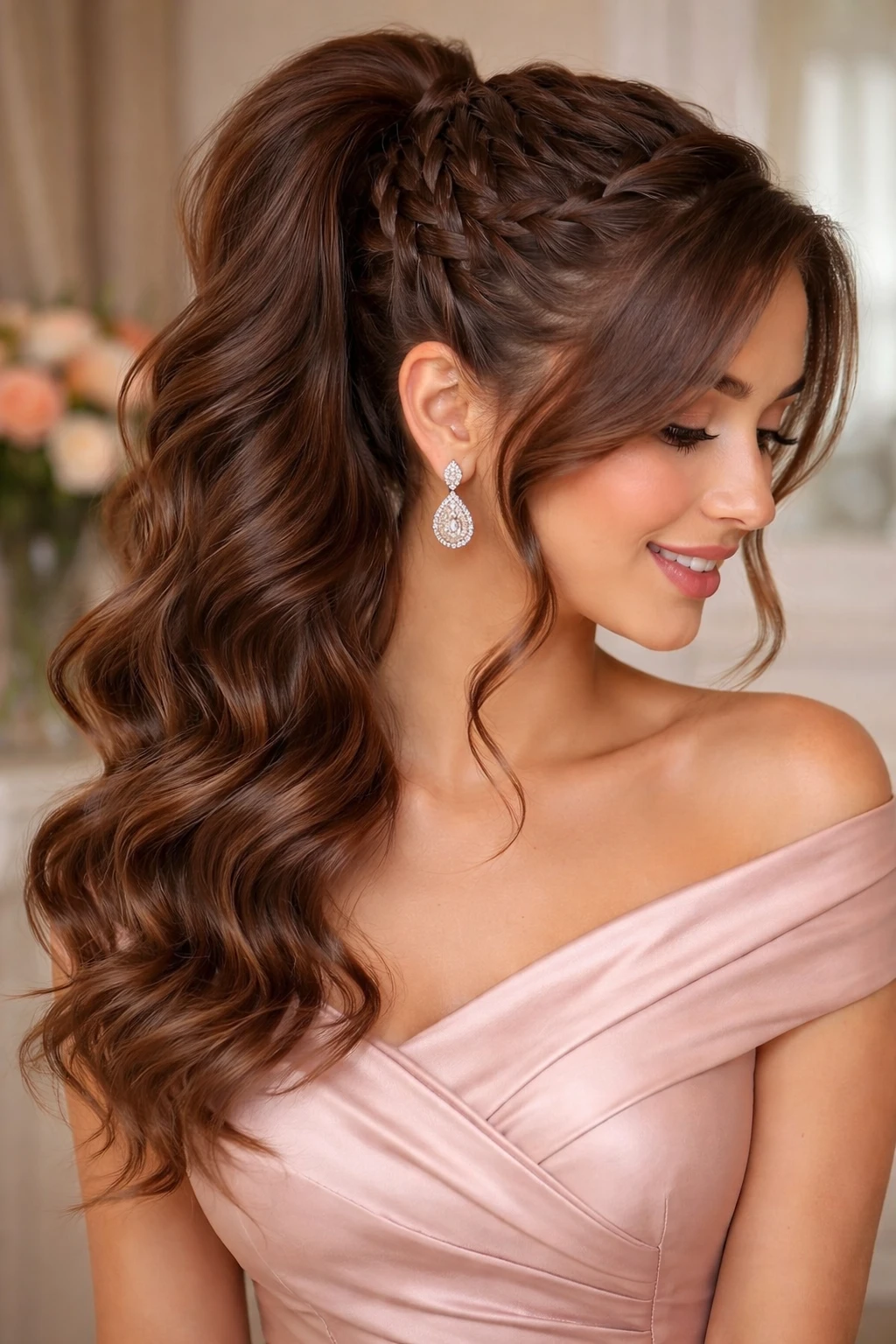Romantic Side Plait With A Shoulder Sweep