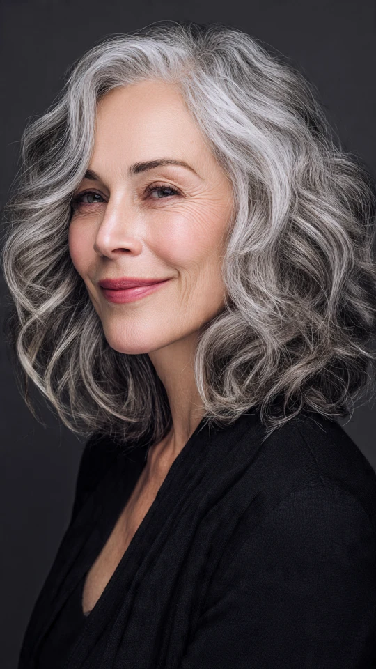 Loose Centre-Part Waves With Natural Salt-and-Pepper Colour