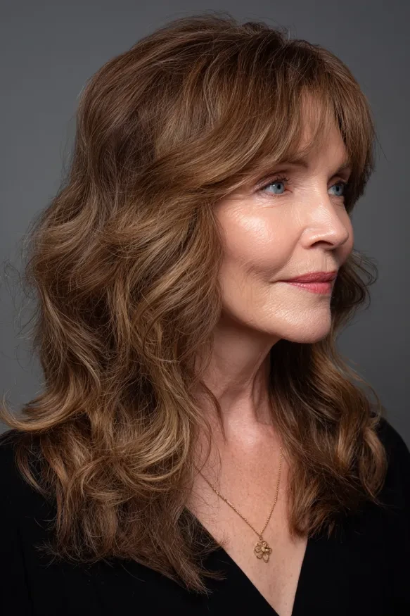 Soft Centre-Part Bends With Warm Brown Tones