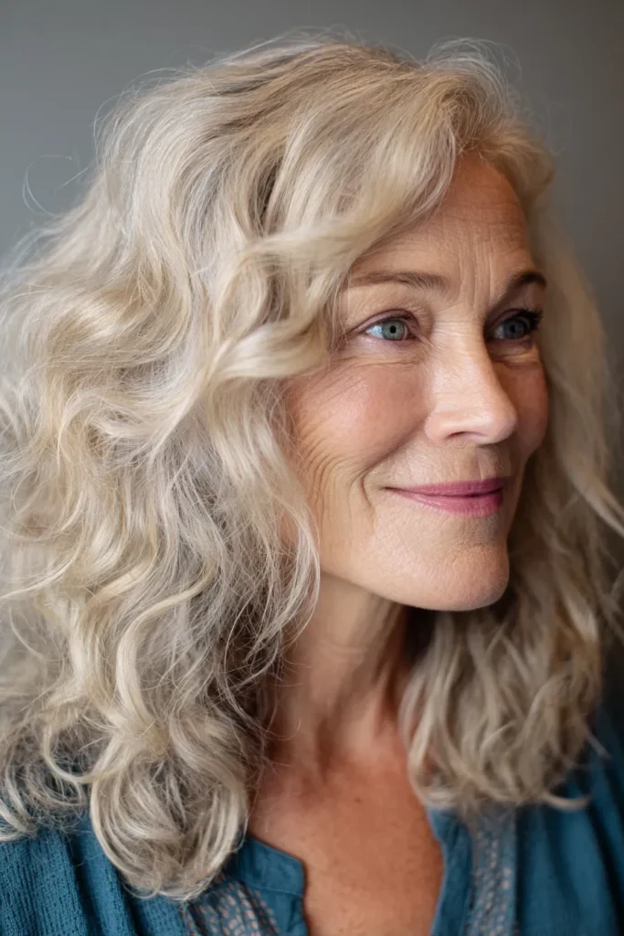Soft Centre-Part Bends With Ash-Blonde Colour