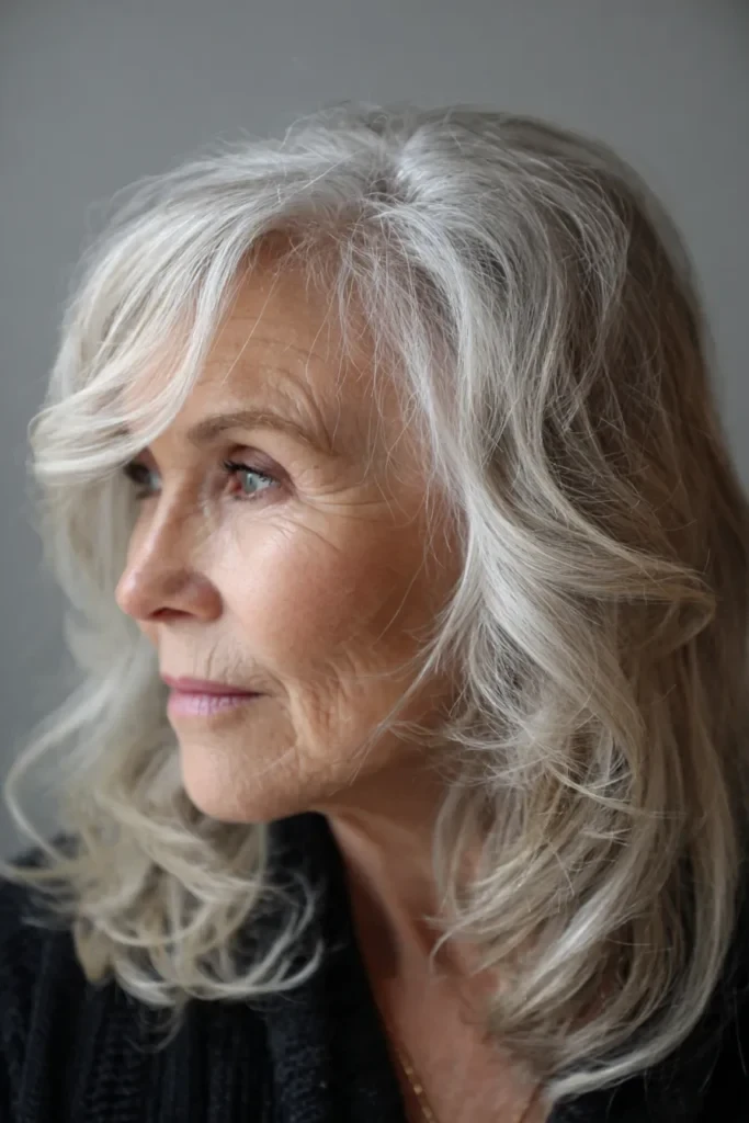 Soft Centre-Part Bends With Soft Grey Blending