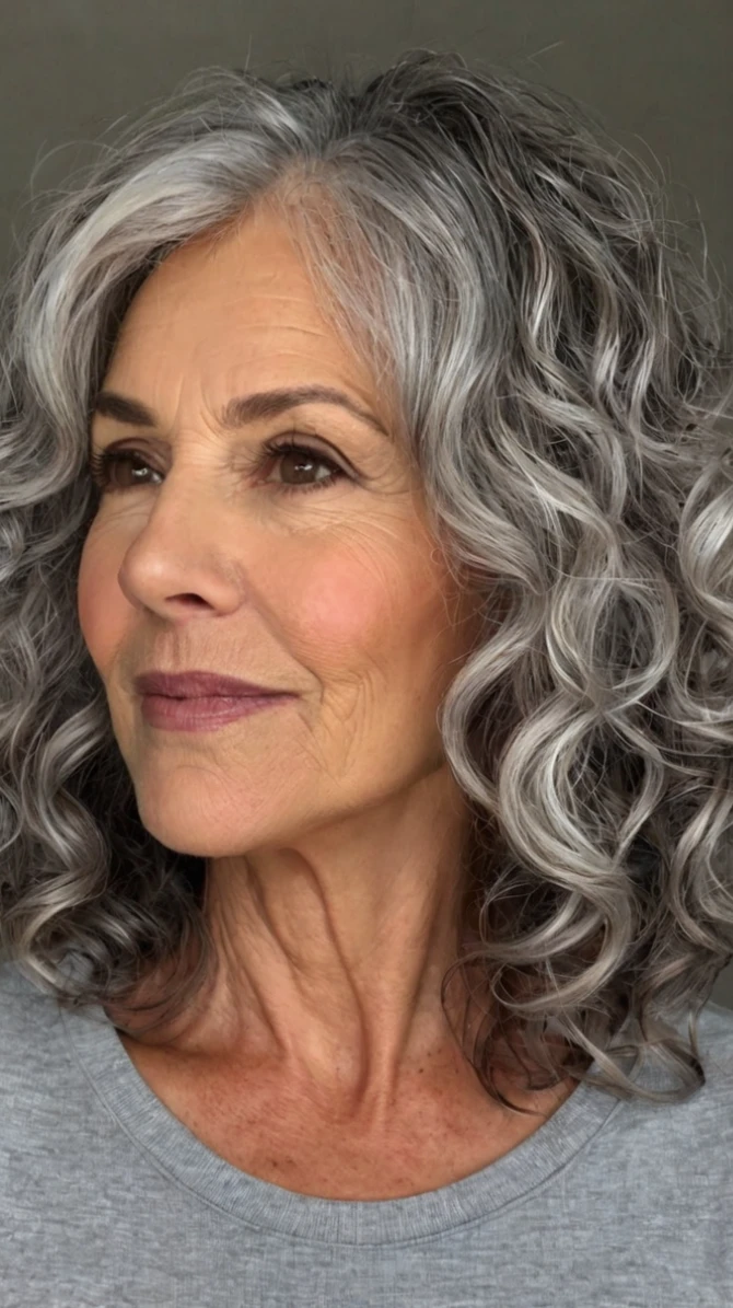 Soft Centre-Part Bends With Natural Salt-and-Pepper Colour