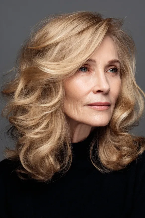 Soft Centre-Part Bends With Honey Highlights