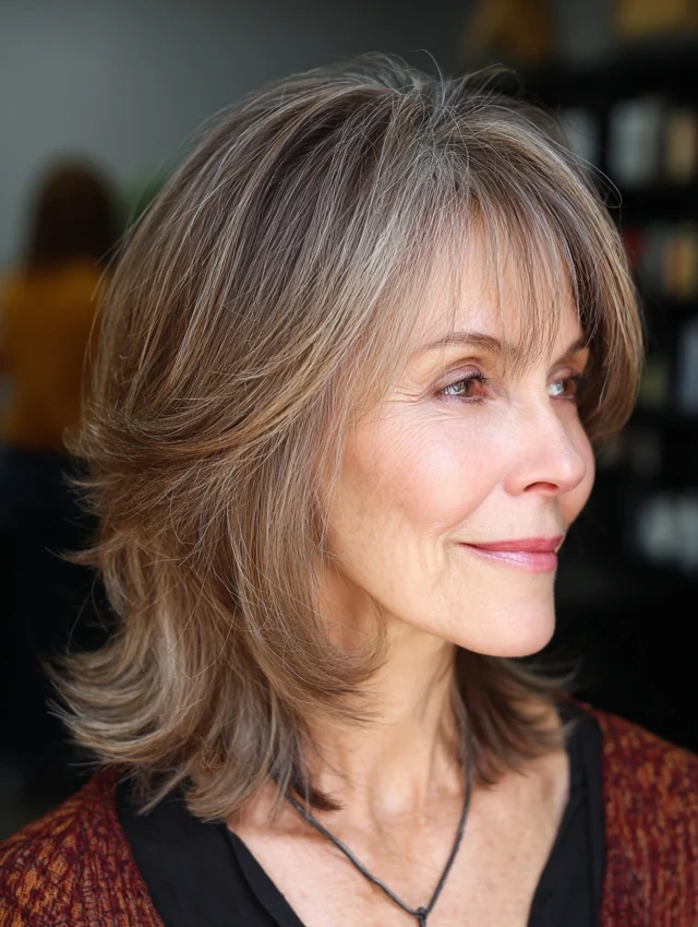Relaxed Centre-Part Layers With Warm Brown Tones