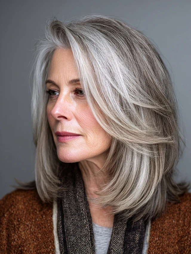 Relaxed Centre-Part Layers With Ash-Blonde Colour