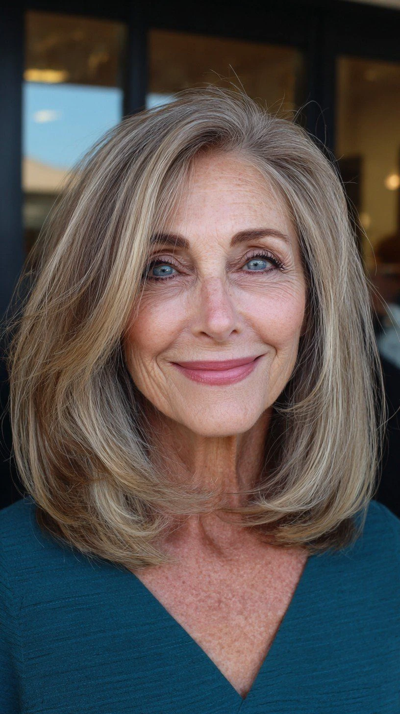 Relaxed Centre-Part Layers With Honey Highlights