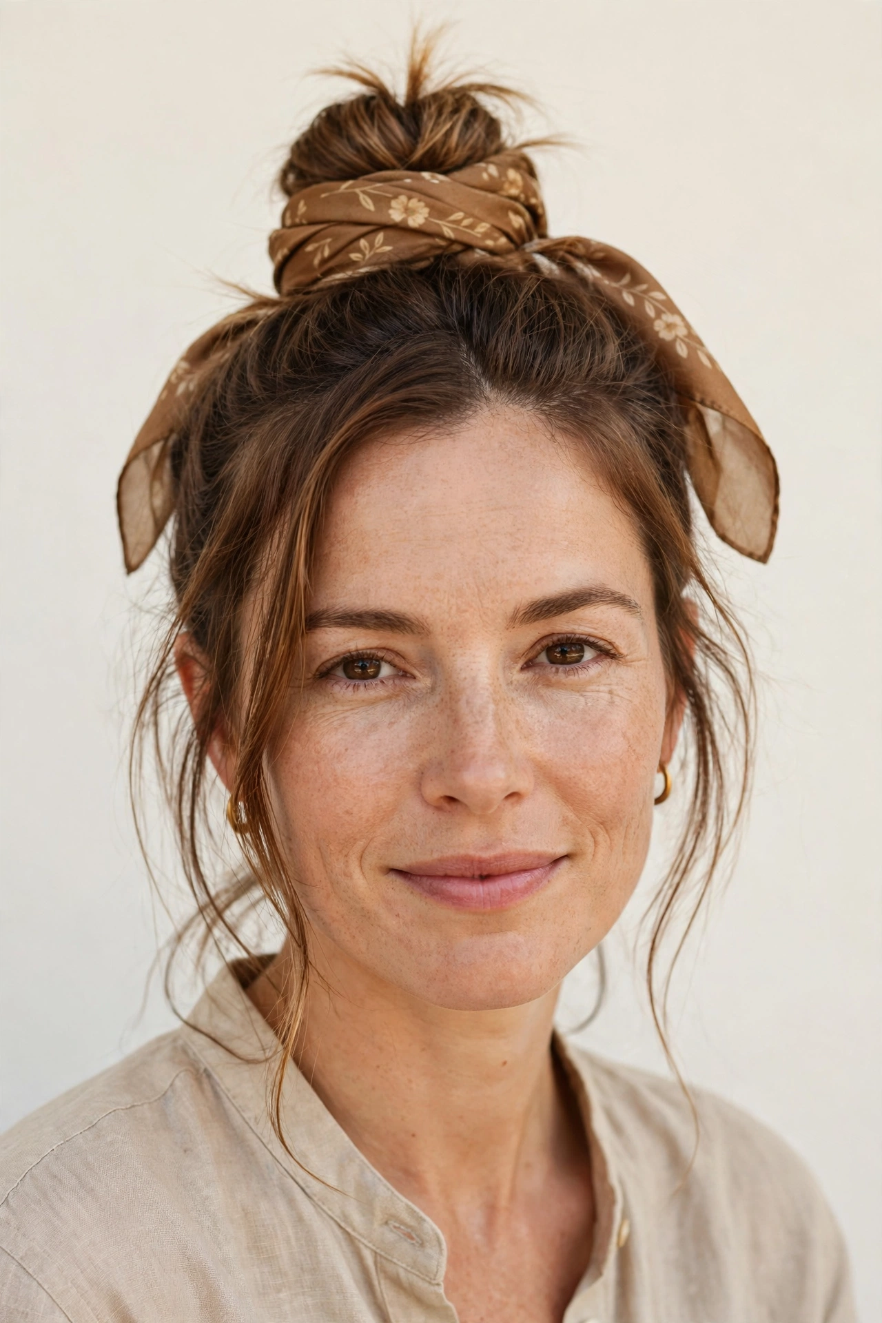 Top Knot with a Silk Scarf