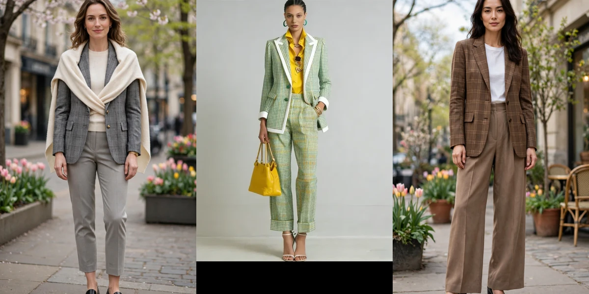 40 Checked Blazer and Trouser Outfits for Spring Work That Are Chic, Fresh and Elegant