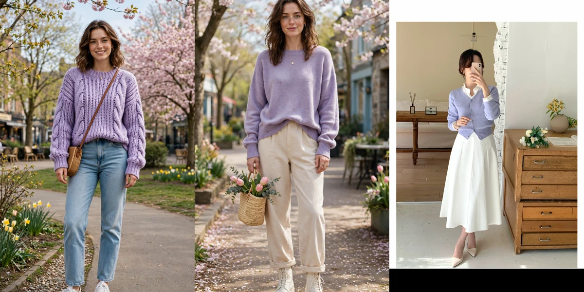 25 Lavender Sweater Outfits for Spring Weekends That Are Fresh, Chic and Easy to Wear