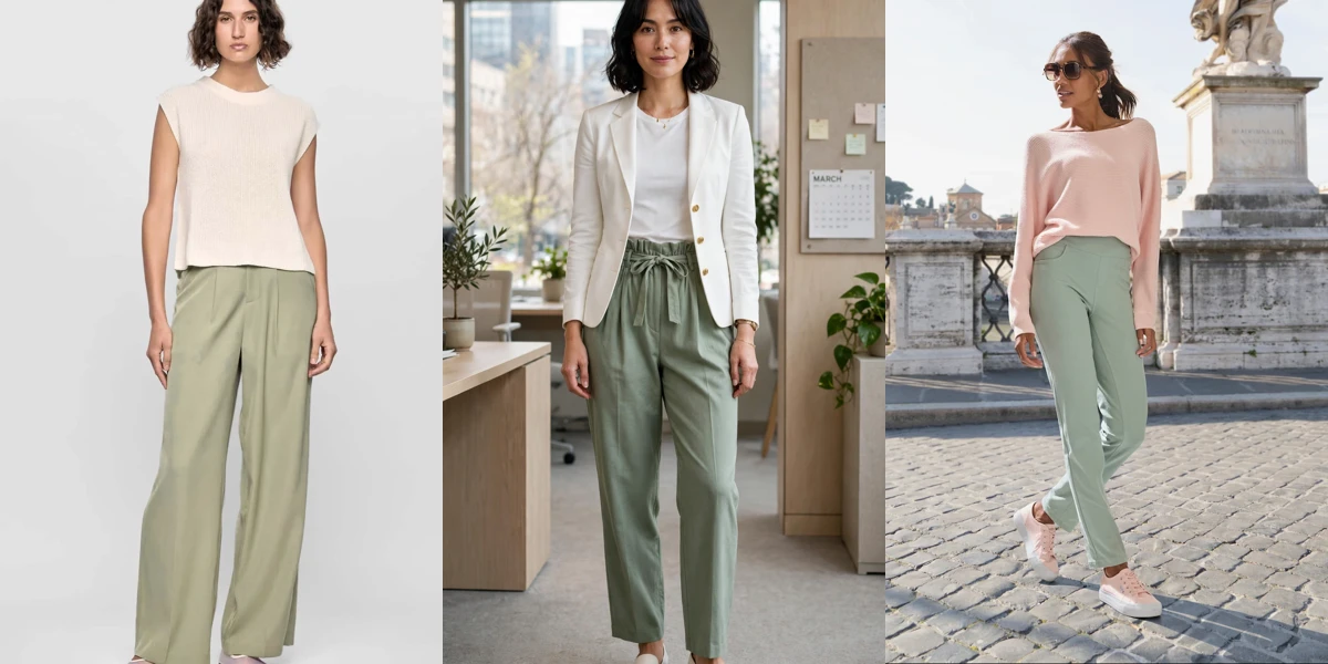 50 Sage Green Trouser Outfits for March Office Days That Are Fresh, Chic and Easy to Wear