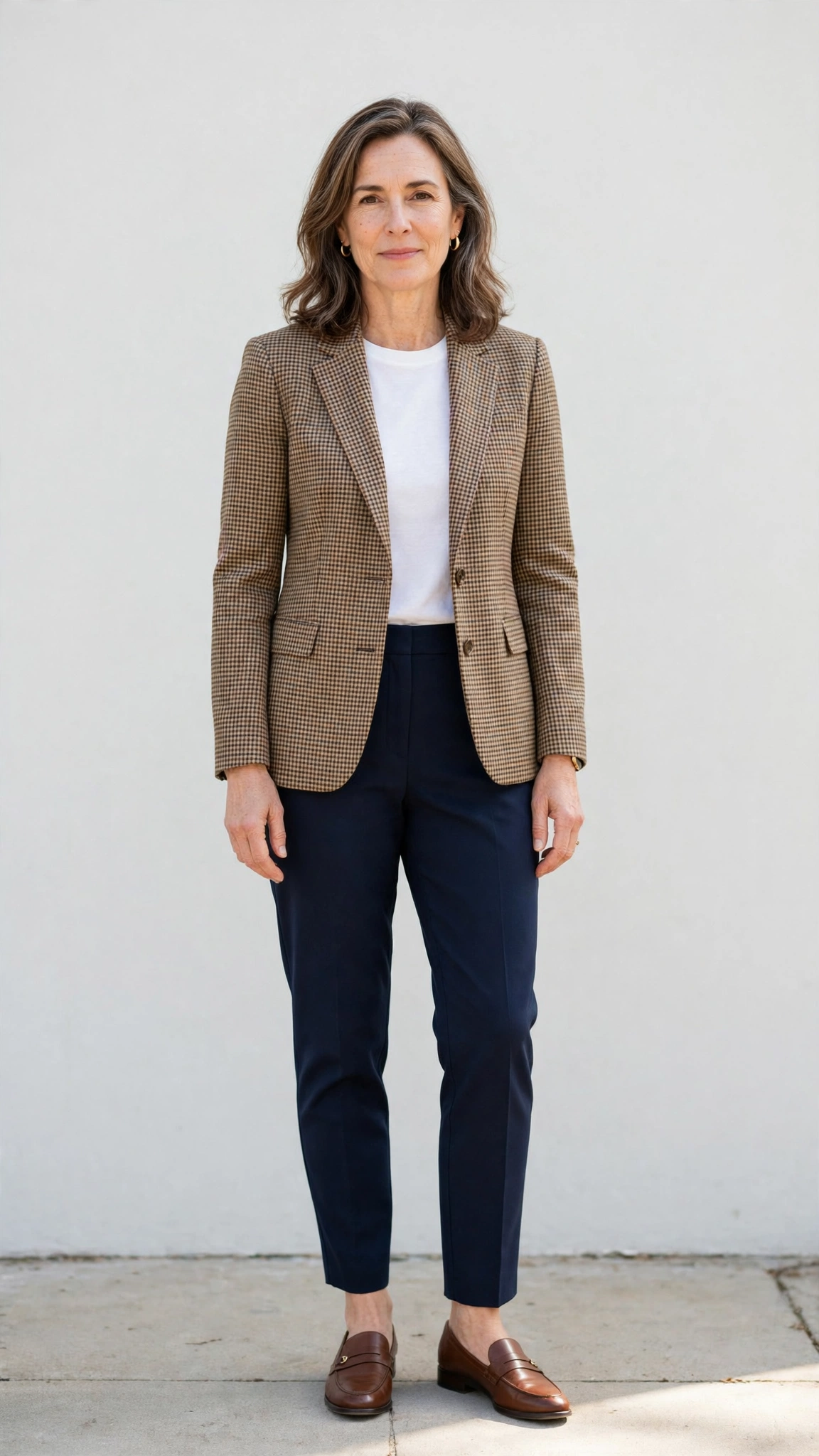 Checked fitted blazer with tapered trousers