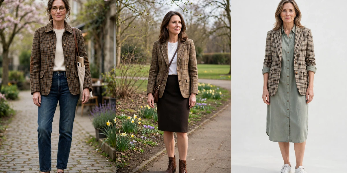 38 Women Over 40 Tweed Check Blazer Outfits for Early Spring Weekends That Are Fresh, Chic and Easy to Wear