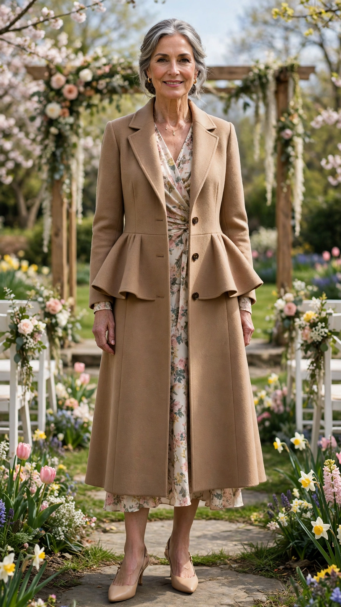 Peplum coat with a wrap dress
