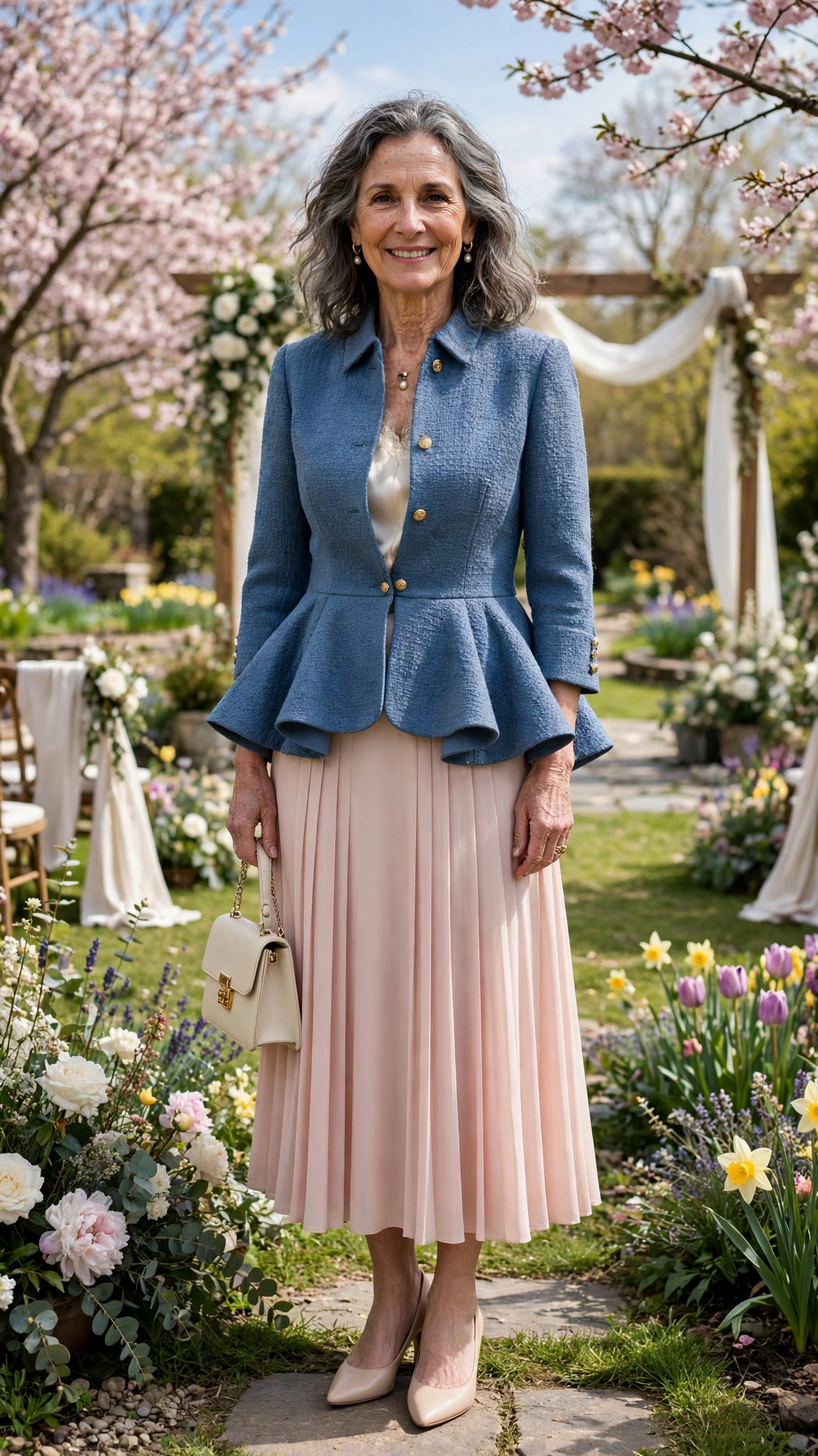 Peplum jacket with a pleated skirt