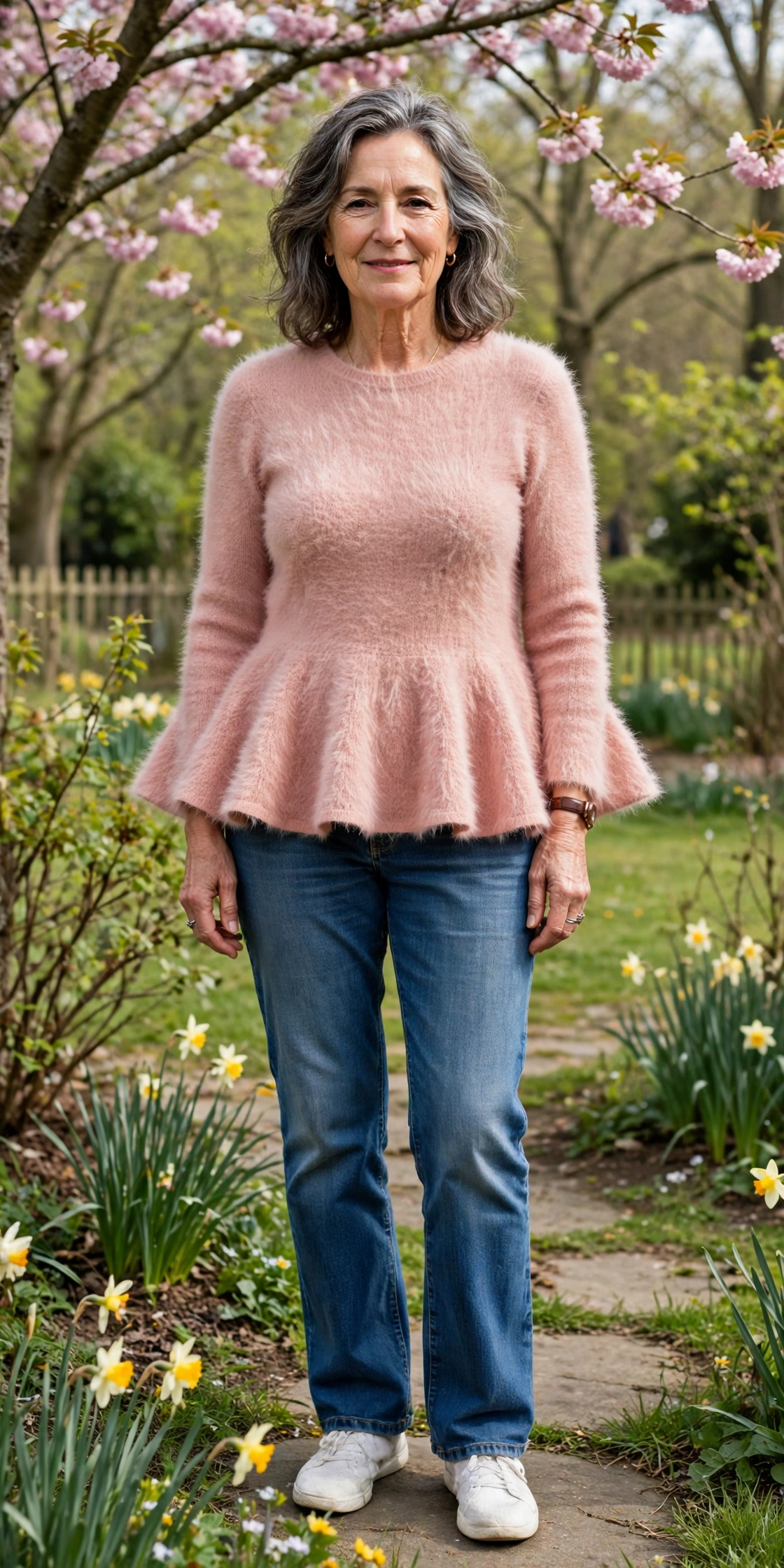 Peplum mohair top with jeans