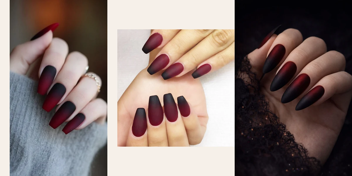 30 Matte Jelly Gradient Nails for January in Red, Brown and Navy That Are Soft, Calm and Made for Winter Days