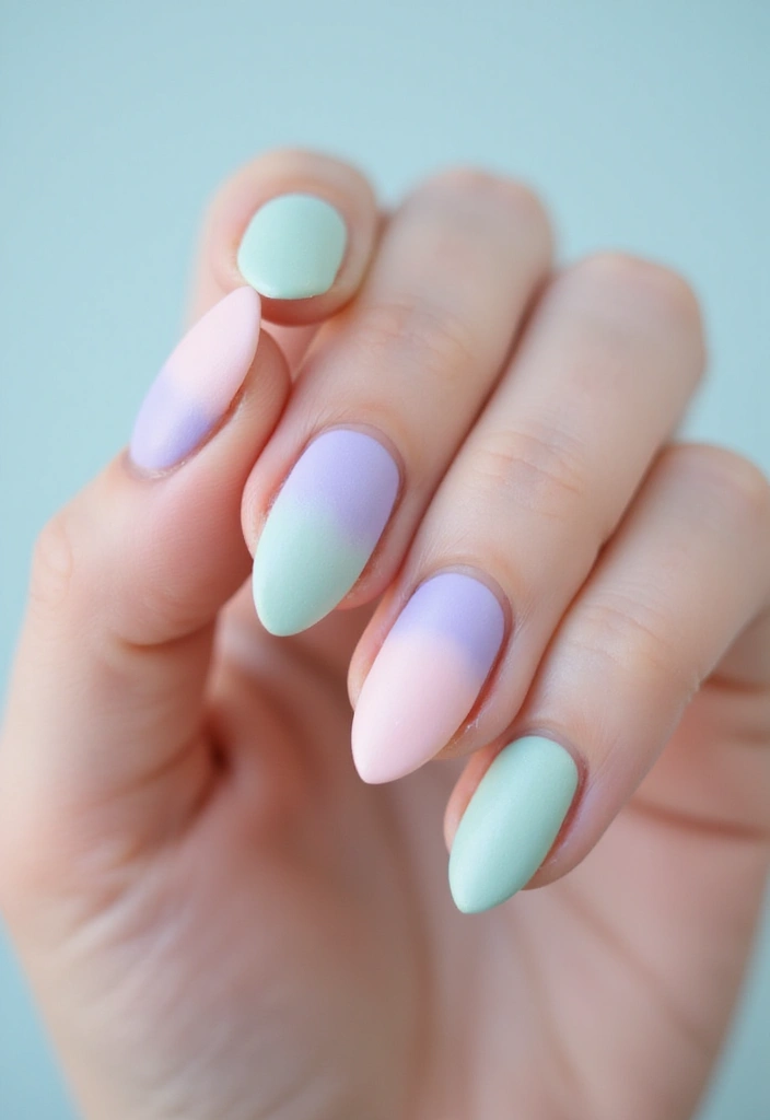 Matte Pastel Gradient Almond Nails for Late Winter
