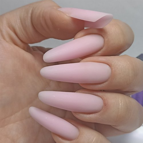 Matte Pastel Pink Coffin Nails for Late Winter