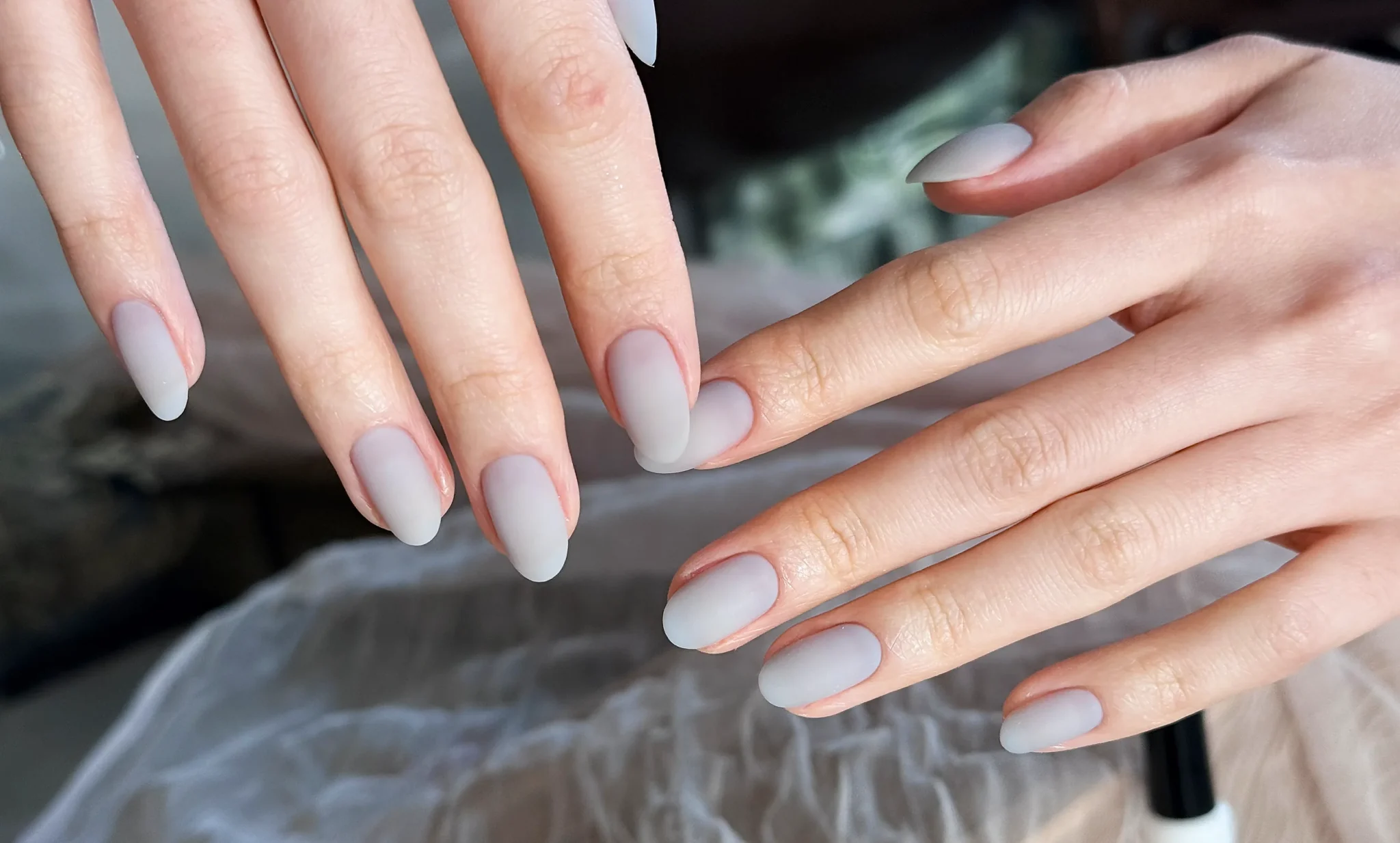 38 Matte Top Coat Jelly Nails for Winter Everyday Wear That Are Soft, Natural and Easy to Live With 2 Matte Grey Jelly Almond Nails for Winter Everyday Wear