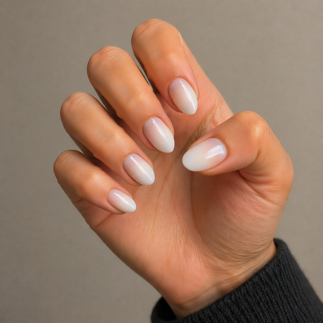 38 Matte Top Coat Jelly Nails for Winter Everyday Wear That Are Soft, Natural and Easy to Live With 10 Matte White Gradient Oval Nails for Winter Everyday Wear