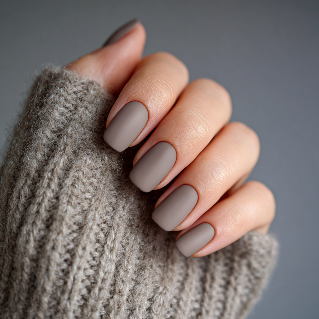 38 Matte Top Coat Jelly Nails for Winter Everyday Wear That Are Soft, Natural and Easy to Live With 34 Matte Dark Taupe Oval Nails for Winter Everyday Wear