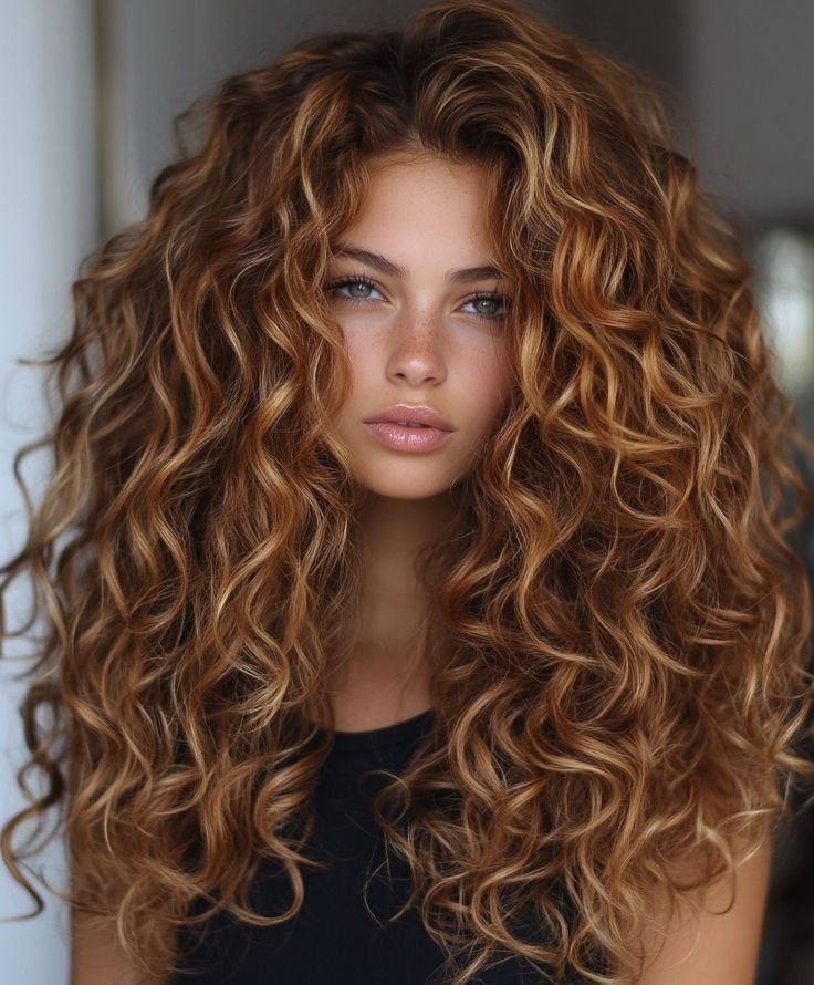 Natural Texture Spring Hairstyles For Curly Hair With Defined Curls With Soft Bends And Flicked Ends, Wispy Pieces Around The Face And Honey Blonde Shine
