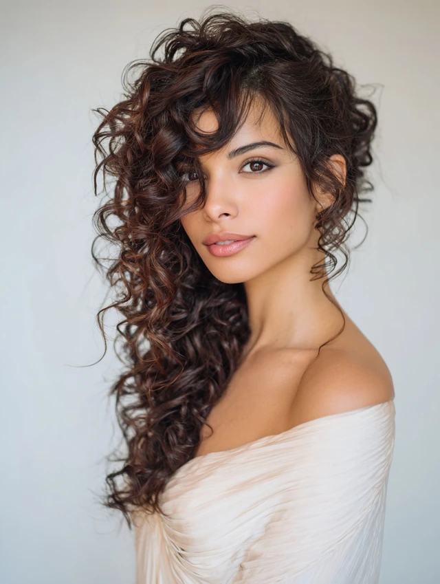 Natural Texture Spring Hairstyles For Curly Hair With Defined Curls With Loose Romantic Curls, A Deep Side Part And Cool Ash Softness